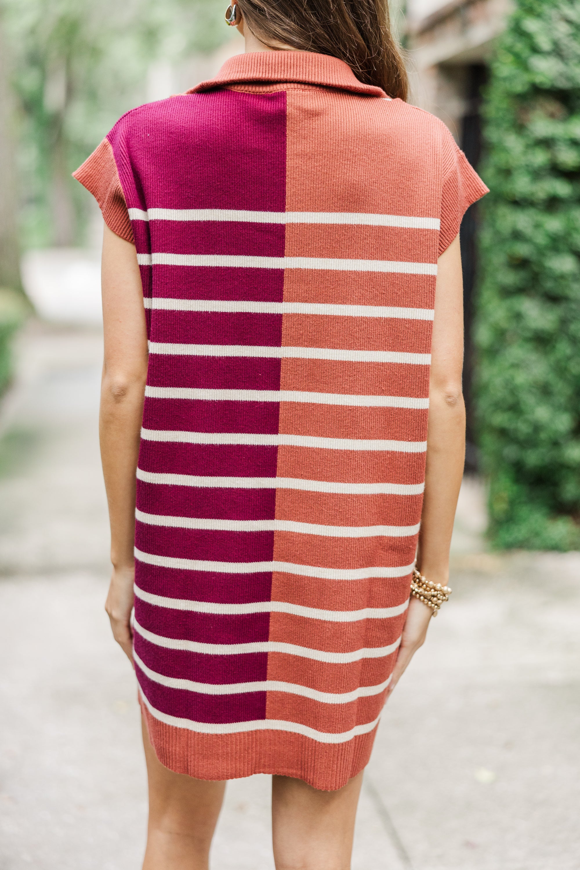 Stylish Rust Orange Striped Dress for Women - Trendy Contrast Design | Perfect for Casual Outings, Date Nights & Summer Vacations