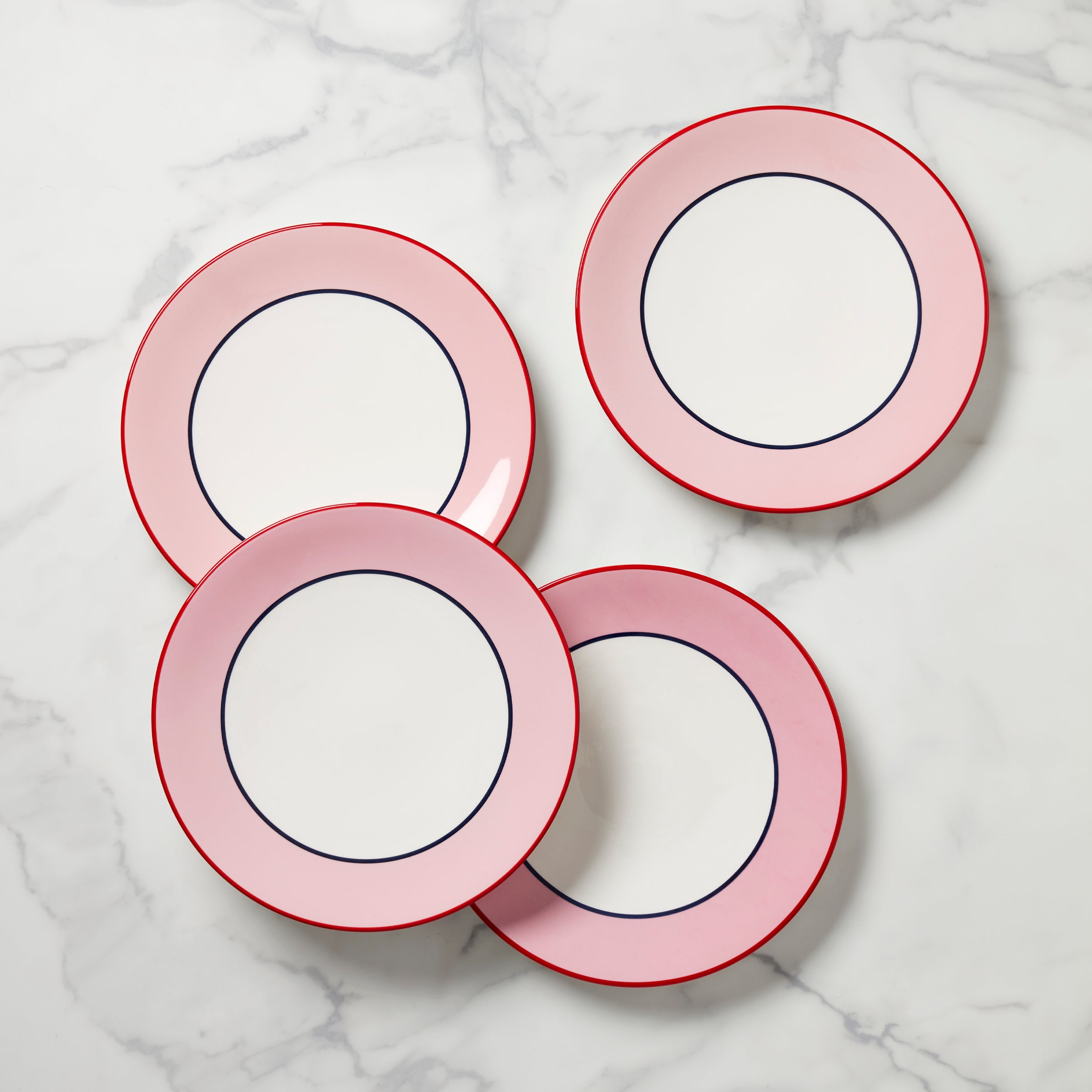 Vibrant Pink and Blue Dinner Plates Set of 4 - Elegant Melamine Dishware for Parties, Weddings & Everyday Dining - Durable & Stylish Tableware for Home & Restaurant Use