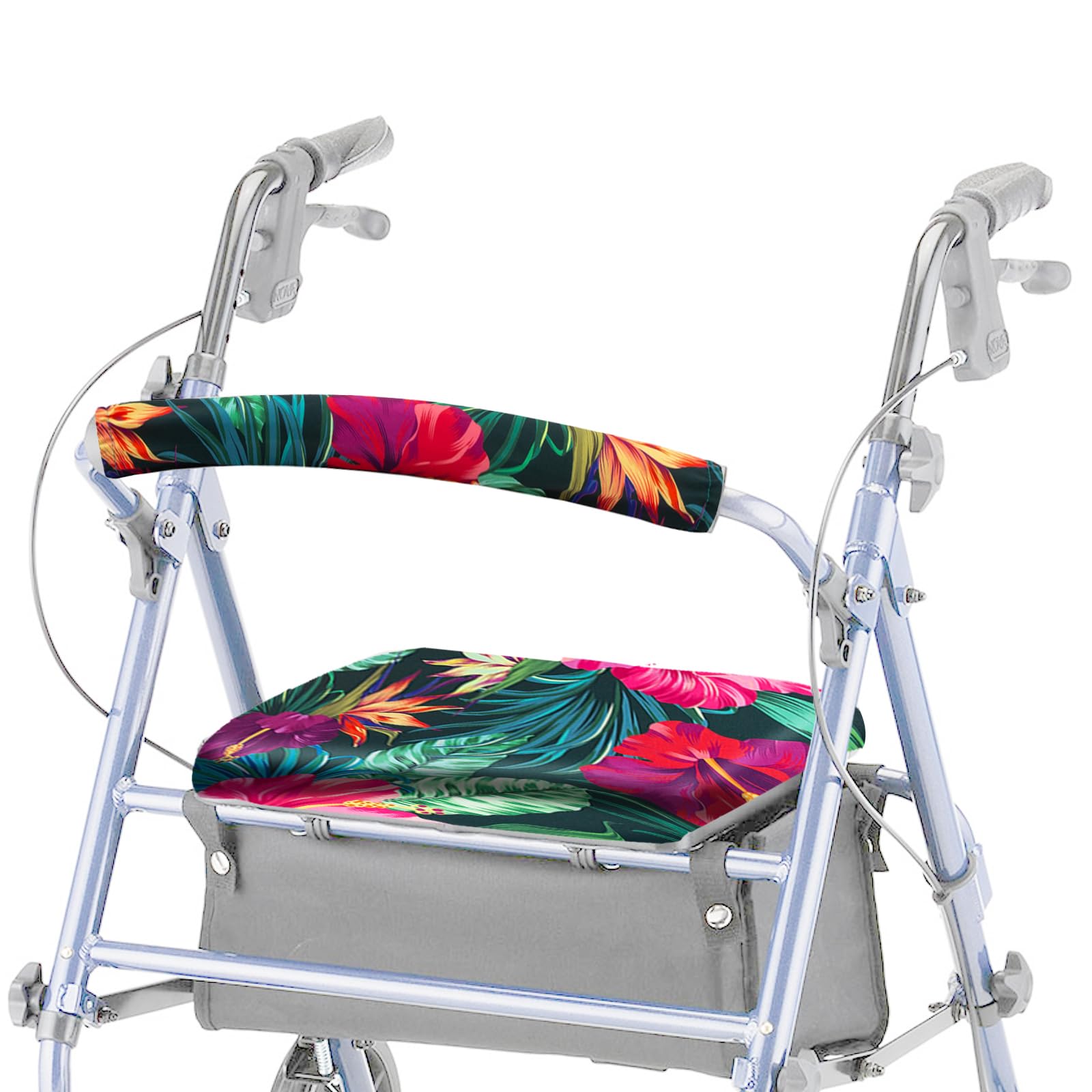 Universal Rollator Walker Seat and Backrest Covers - Removable & Washable Rollator Walker Accessories for Seniors, Men & Women - Tropical Print Protective Covers - Ideal for Elderly Care, Mobility Assistance & Daily Use