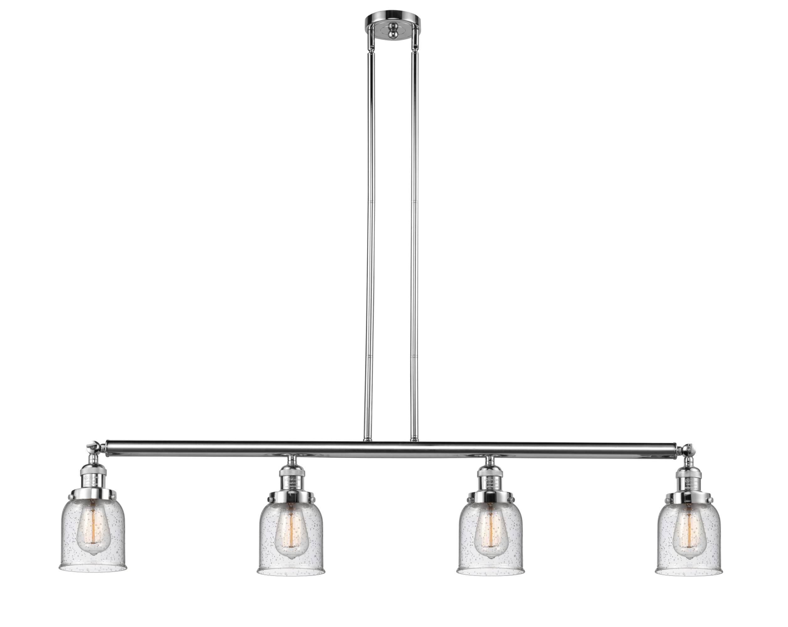 214-PC-G54 Small Bell 3 Light Island Pendant Lighting Fixture, Polished Chrome Finish - Perfect for Kitchen Island, Dining Room or Entryway Lighting