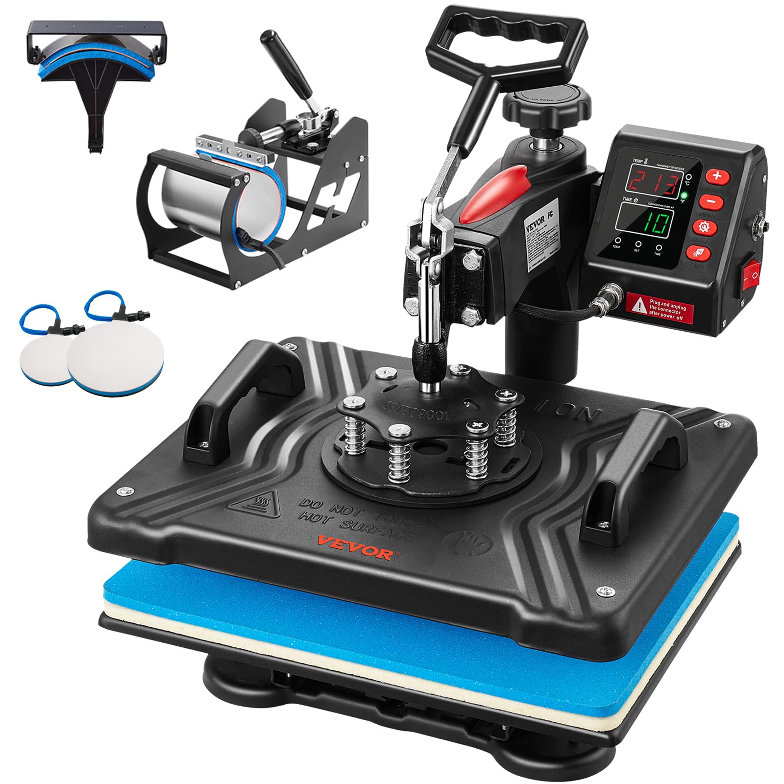 VEVOR 5 in 1 Heat Press Machine 12x15 Inch - Digital Professional T-Shirt Heat Transfer Press with 360° Swing Away Design for Sublimation on Shirts, Hats, Mugs & Plates | Perfect for DIY Crafts, Custom Apparel & Small Business Printing