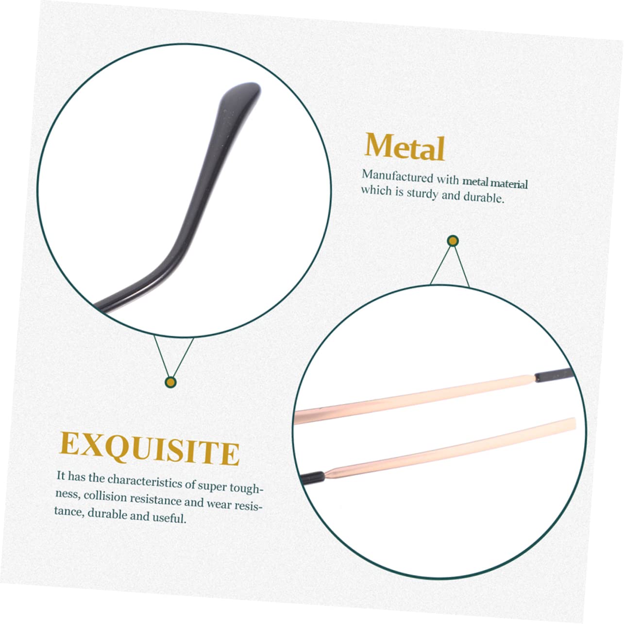 WHAMVOX 2 Pairs Eyeglass Temple Tips - Comfortable Metal Replacement Arms for Sunglasses & Glasses | Perfect for Reading, Driving & Outdoor Activities