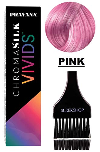 Pravana ChromaSilk VIVIDS Semi-Permanent Hair Dye with Silk & Keratin - Vibrant Pink Hair Color with Free Brush - Salon Quality for Bold, Long-Lasting Color - Perfect for Creative Hair Styling, DIY Coloring & Special Events