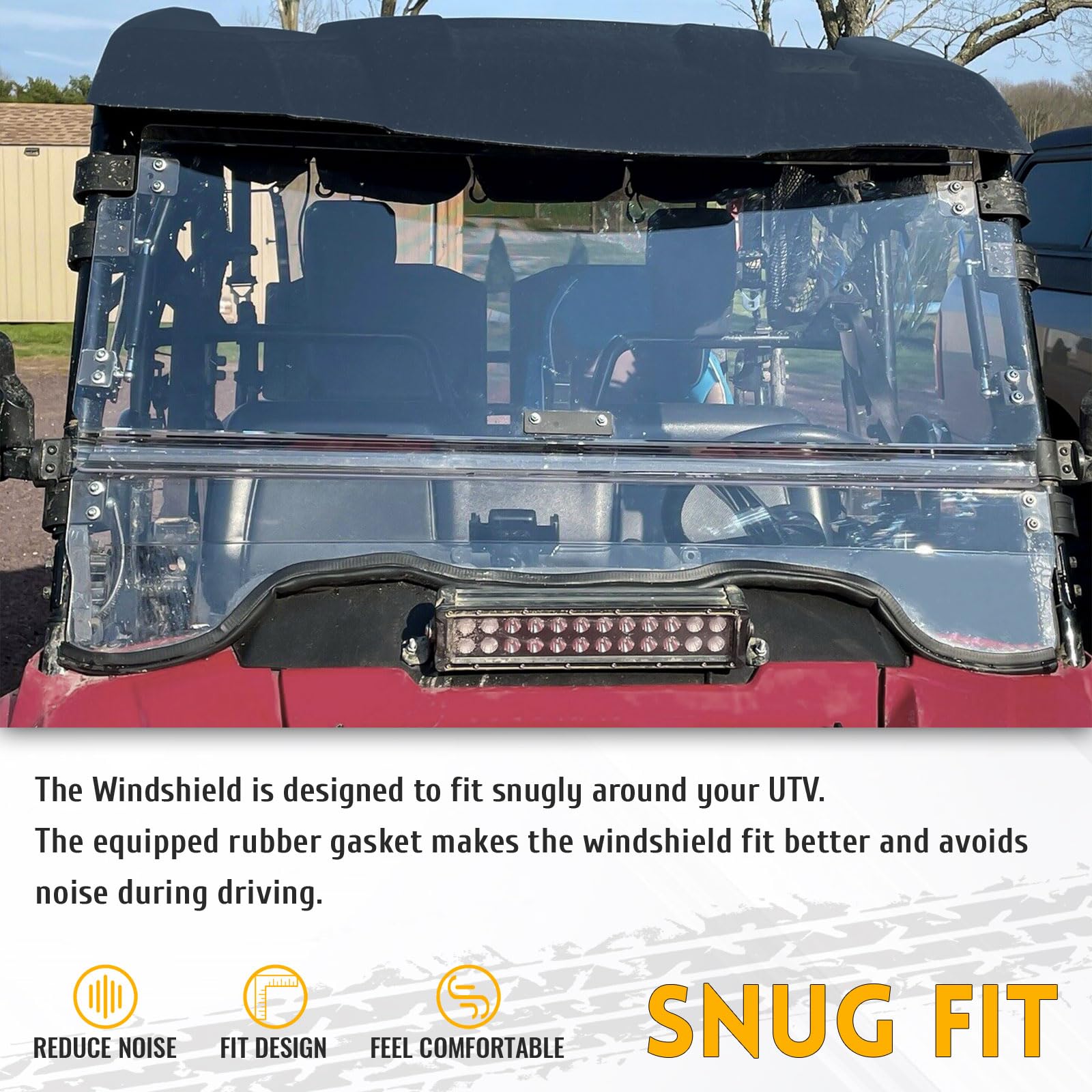 KUAFU Flip Clear Windshield for 2014-2025 Honda Pioneer 700 & 700-4 | Scratch-Resistant Polycarbonate Windshield | Perfect for Off-Roading, Hunting & Trail Riding