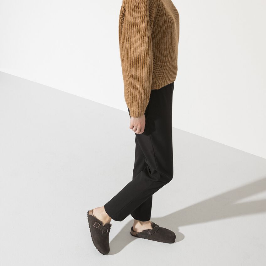 Birkenstock Boston Shearling Suede Leather Clogs in Mocha - Comfortable & Stylish Unisex Footwear for Home, Office & Casual Wear