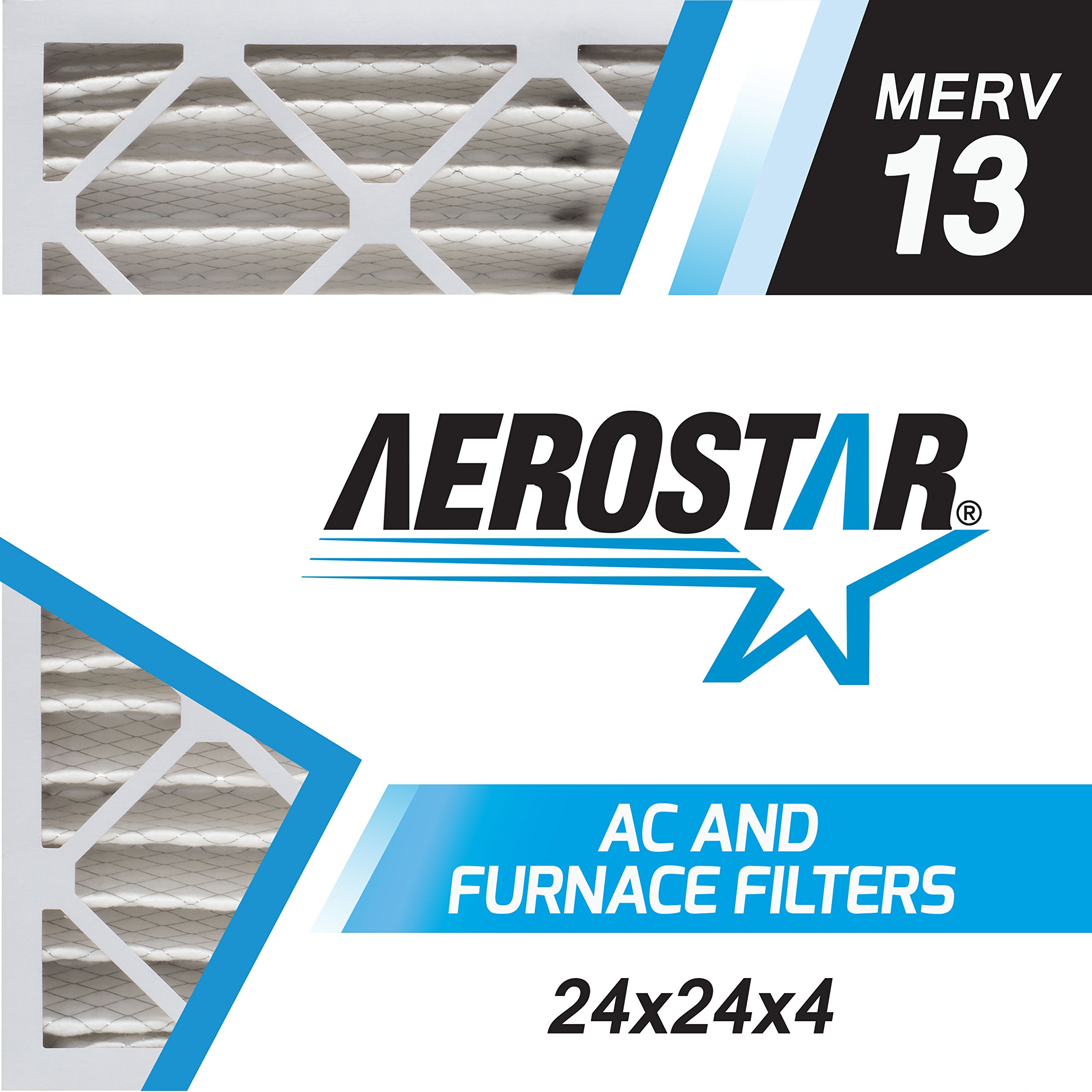 Aerostar 24x24x4 MERV 13 Air Filter for Allergies, Dust, Mold & Pet Dander - Electrostatic HVAC Furnace Filter MPR 1500-1900 (Pack of 6) - Perfect for Homes with Pets, Allergies or High Air Pollution Areas