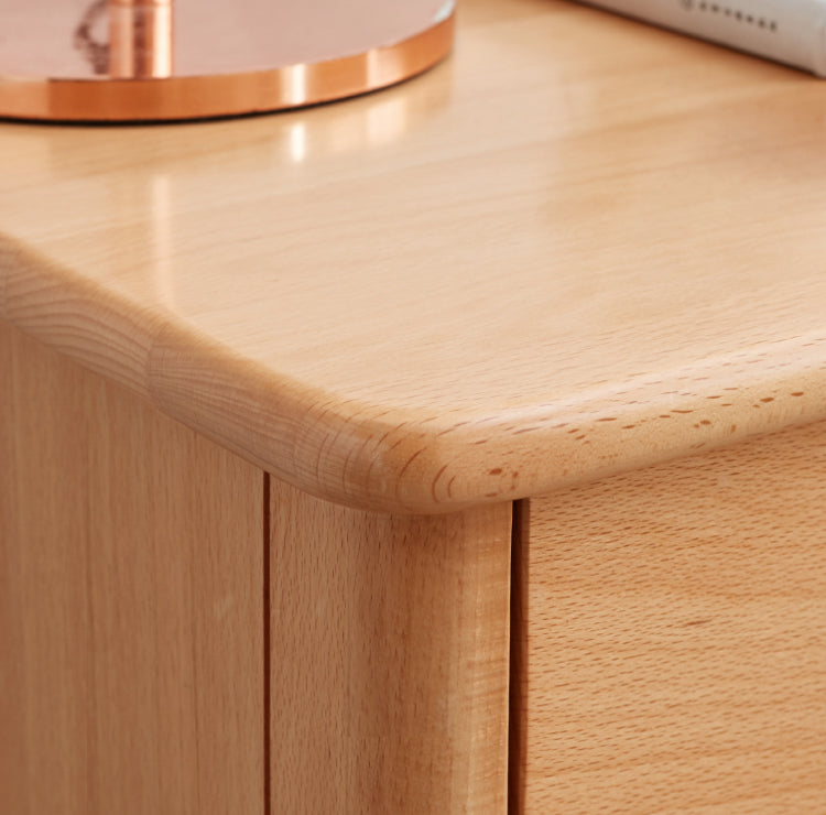 Solid Wood Nightstand - Beech & Pine Bedside Table for Bedroom, Modern & Rustic End Table with Storage Shelf - Perfect for Bedroom, Living Room, or Office