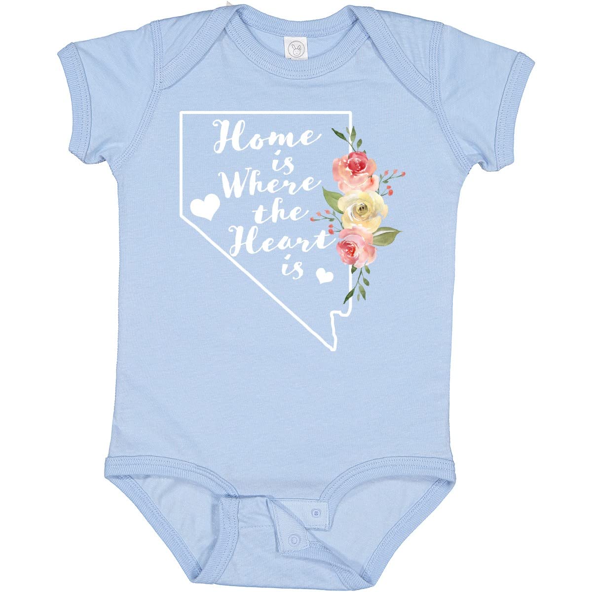Inktastic Nevada Home is Where The Heart is Watercolor Floral Baby Bodysuit - Soft Cotton Infant Onesie for Newborns & Toddlers - Perfect for Family Photos, Baby Showers & Everyday Outfits