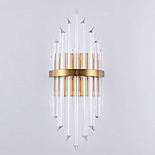 LITFAD Clear Crystal Wall Sconce Light - Modern LED Wall Lamp in Gold Finish for Living Room, Hallway, Bedroom & Hotel Decor | Elegant Lighting Fixture for Home and Commercial Spaces