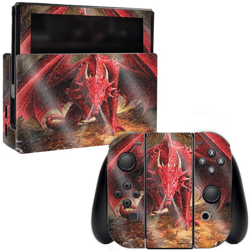 MightySkins Glossy Glitter Skin Cover for Nintendo Switch - Angry Dragon Design | Protective & Durable High-Gloss Finish | Easy to Apply, Remove & Change Styles | Made in USA | Perfect for Gaming Protection & Customization