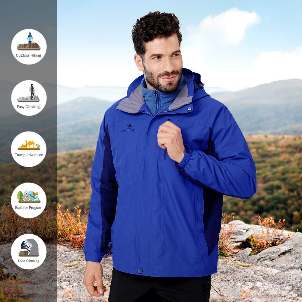CAMEL CROWN Men's 3-in-1 Waterproof Ski Jacket - Winter Snow Coat with Windproof Hood & Warm Fleece Lining for Skiing, Snowboarding & Outdoor Activities