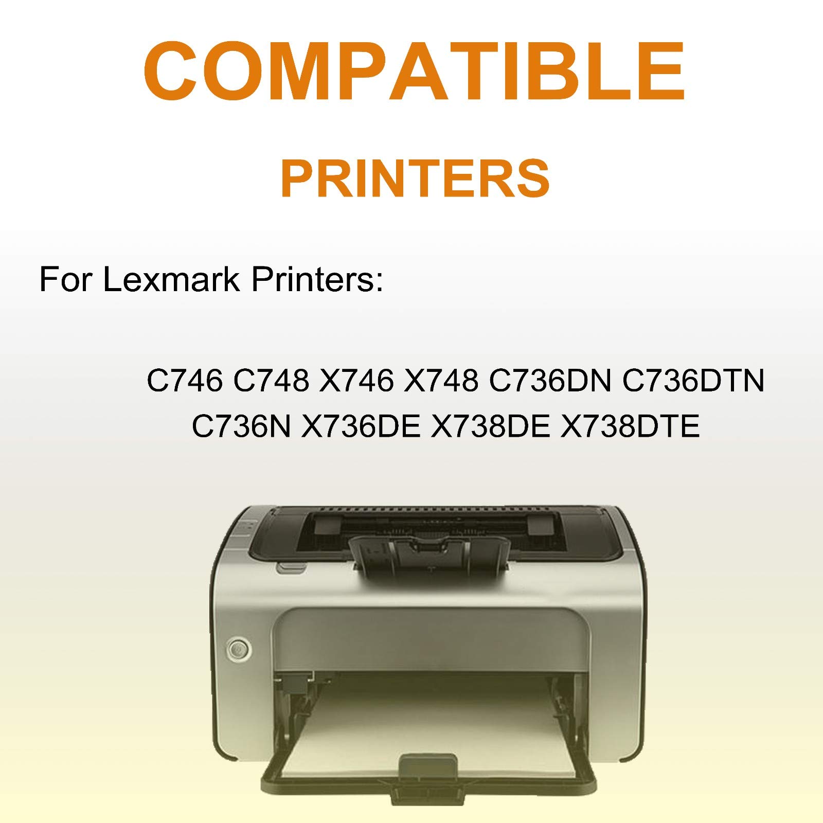 2 Pack Yellow C736H1YG Compatible Laser Printer Toner Cartridge - High Yield Replacement for HP C746 C748 X746 X748 C736DN C736DTN C736N X736DE X738DE X738DTE - Perfect for Office & Home Printing Needs