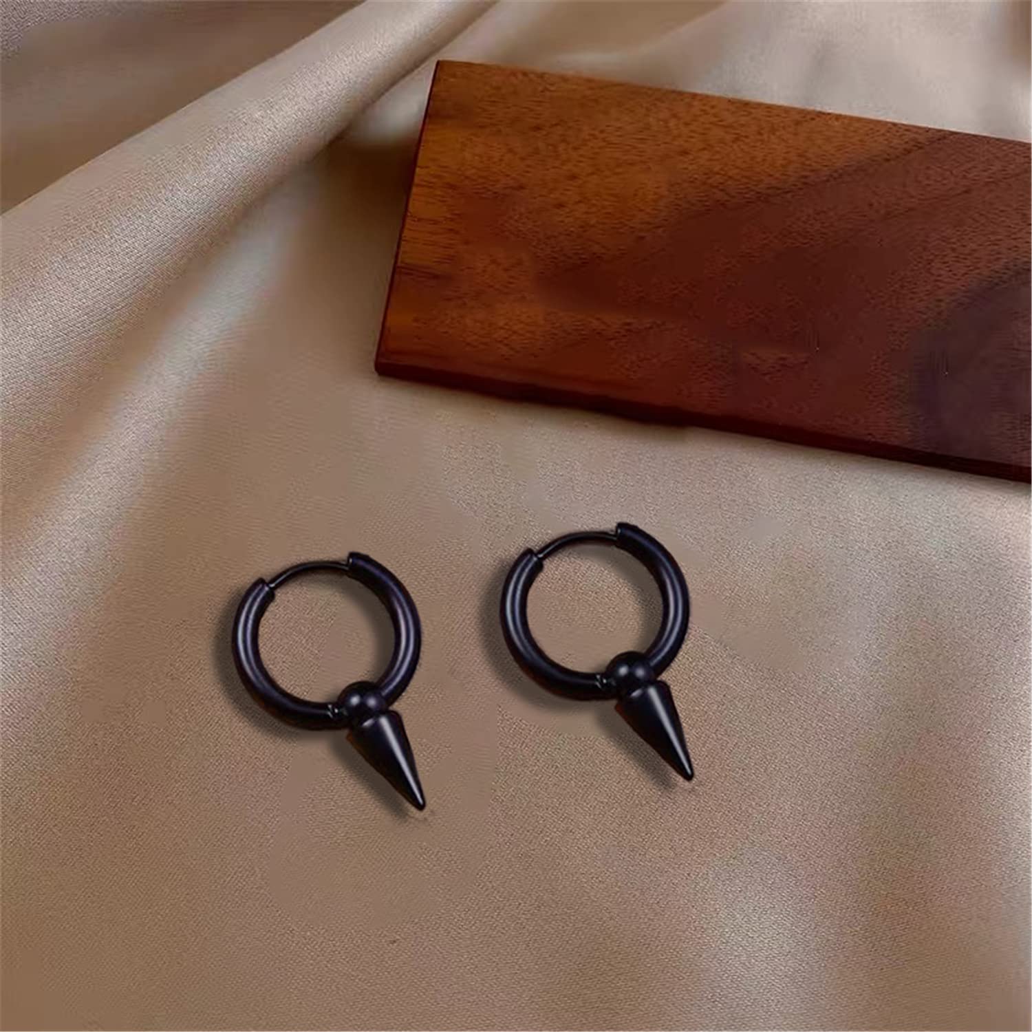 Personalized Punk Spike Dangle Drop Hoop Earrings for Women & Men - Stainless Steel Cartilage, Tragus & Helix Cuff Earrings - Geometric Wrap Hoops for Gothic, Rock & Alternative Fashion