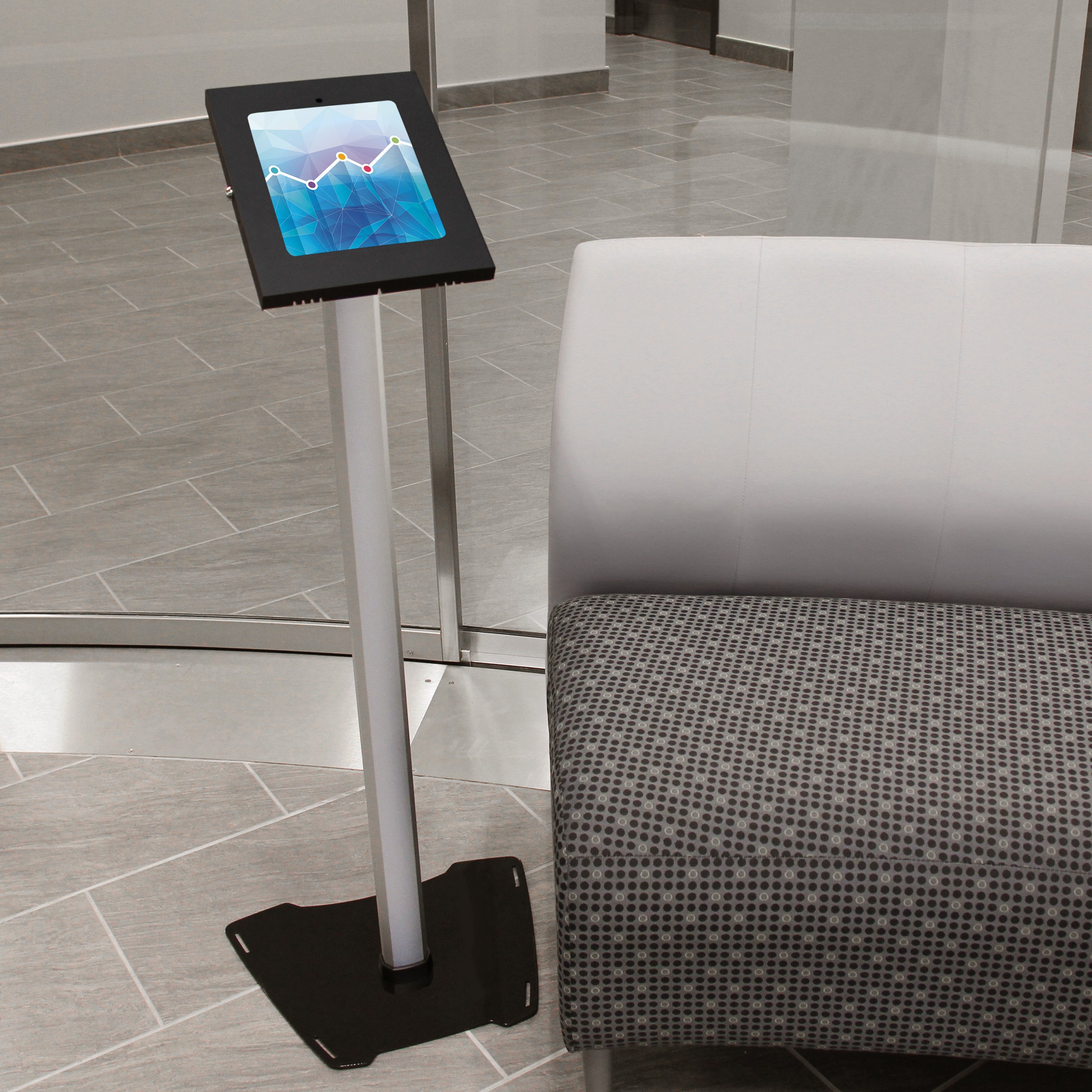 Secure Tablet Floor Stand with Anti-Theft Lock - Heavy Duty Metal Mount for 9.7