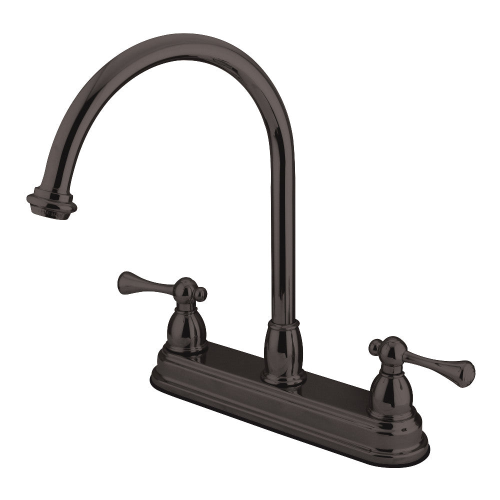Kingston Brass KB3741BL 8 Inch Centerset Kitchen Faucet - Modern Single Handle Pull-Down Sprayer Faucet for Sink, Perfect for Home Kitchen & RV Use