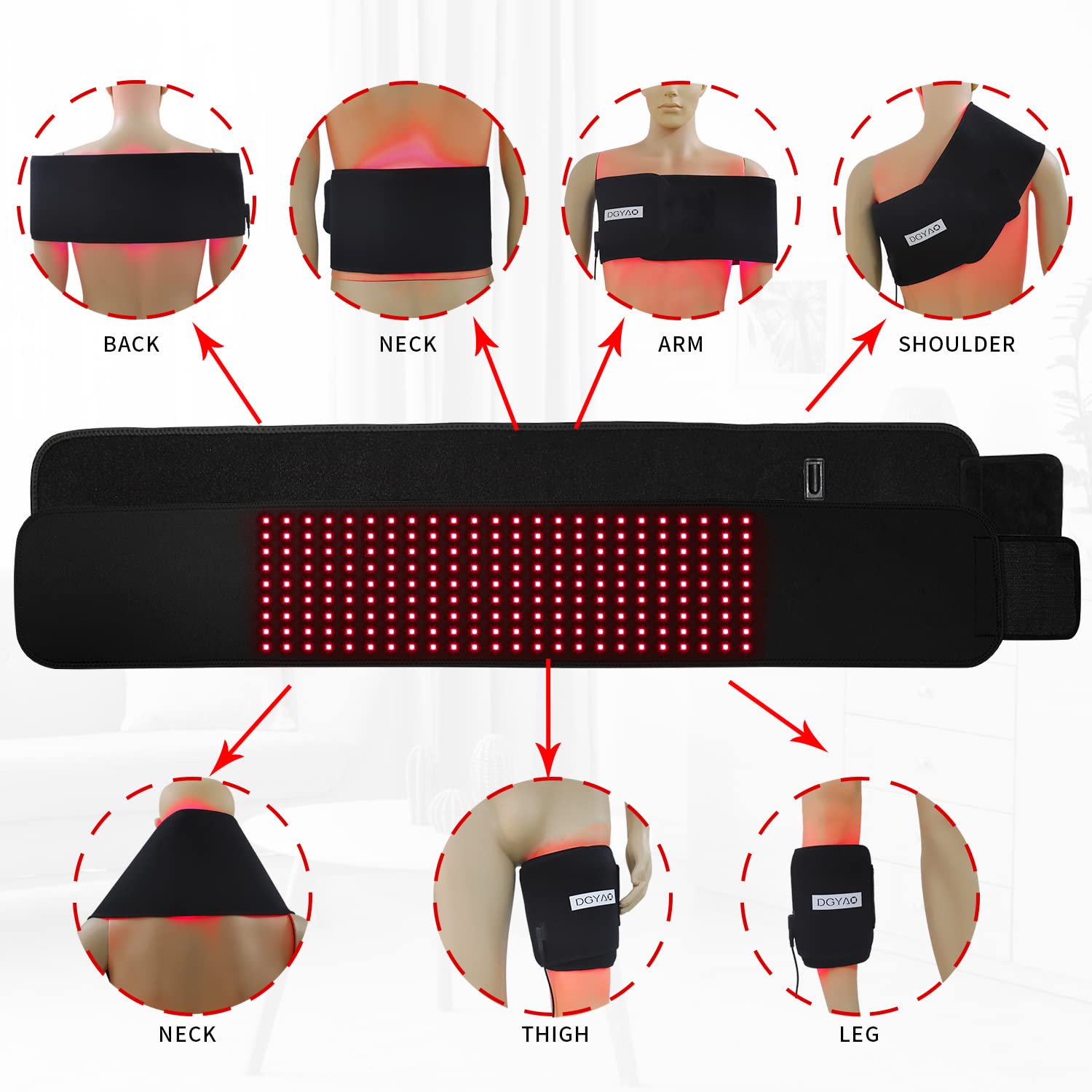FDA Cleared Infrared & Red Light Therapy Belt - 3-in-1 880nm Near Infrared LED Wrap for Back Pain Relief, Deep Penetrating Joint & Muscle Therapy | Perfect for Home Use, Post-Workout Recovery & Chronic Pain Management