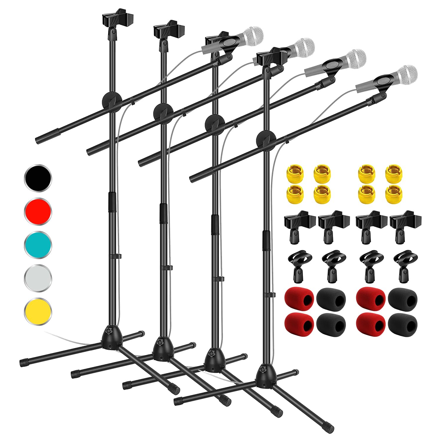 5 Core Heavy Duty Adjustable Tripod Mic Stand (31-76 Inches) with 360° Rotating Boom Arm & Dual Mic Holder - Perfect for Podcasting, Live Streaming & Studio Recording