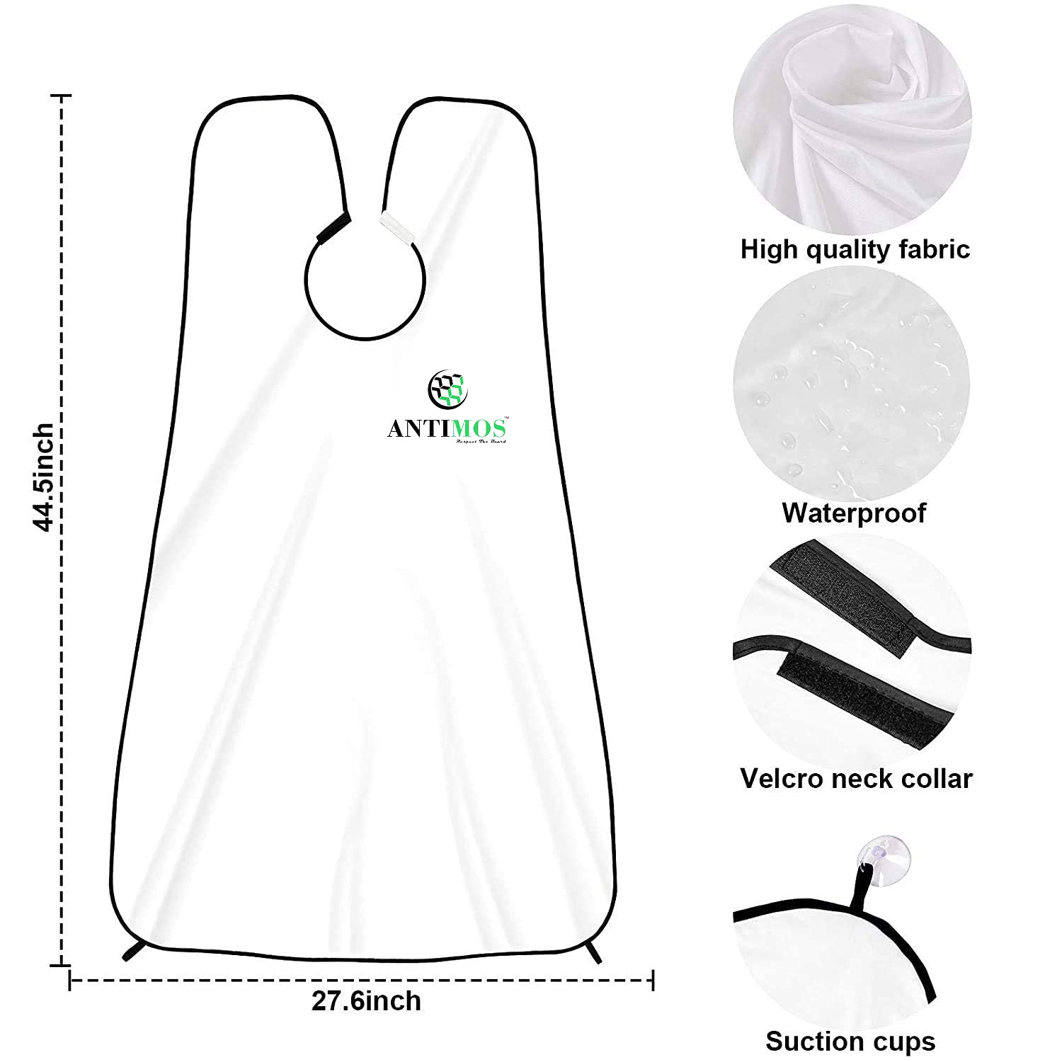 ANTIMOS Beard Apron & Hair Catcher for Men - Waterproof Grooming Bib with 2 Suction Cups - Perfect for Shaving, Trimming & Beard Care at Home
