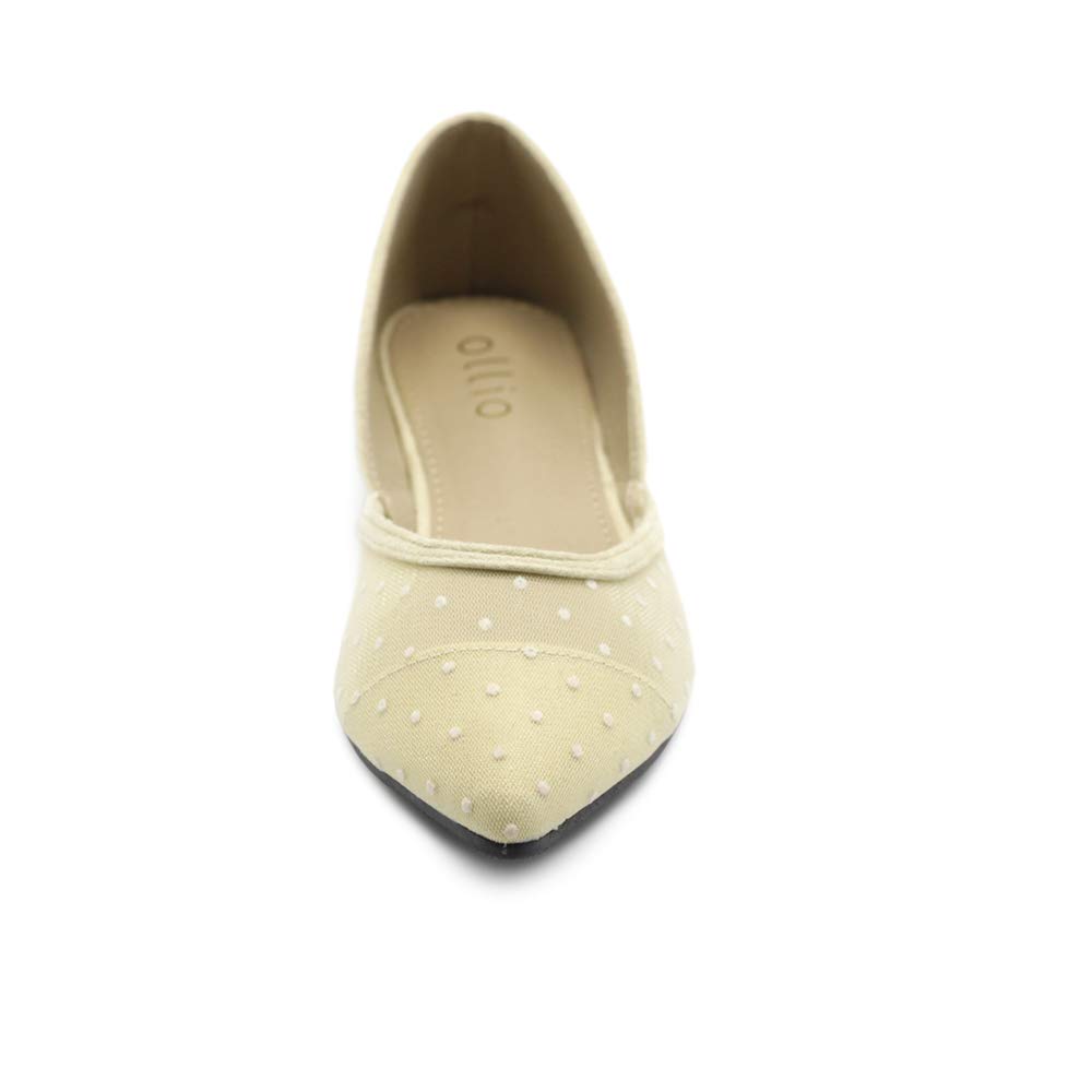 Ollio Women's Ballet Flats - Faux Suede Floral Lace Pointed Toe Shoes with Breathable Mesh for Comfort | Perfect for Work, Weddings & Casual Outfits