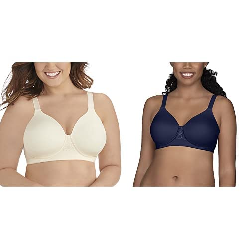 Vanity Fair Women's Full Figure Wireless Comfort Bra 2-Pack - Navy & Ivory 40D | Plus Size Support for Everyday Wear | Work, Lounge & Sleep Comfort