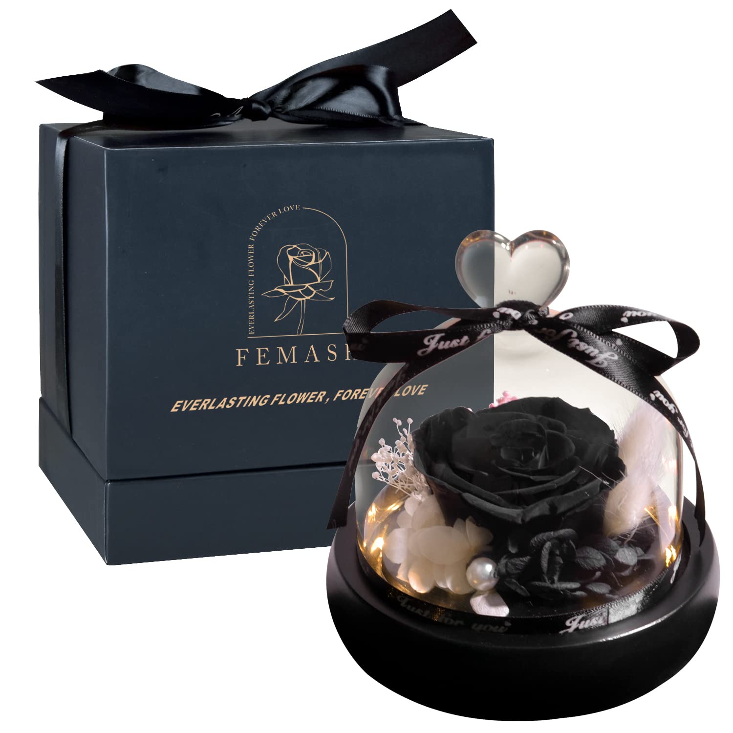 Preserved Rose Flower in Glass Dome - Romantic Birthday Gift for Women, Girlfriend, Wife | Valentine's Day, Mother's Day, Christmas & Anniversary Gift | Long-Lasting LED Light Up Rose for Home Decor & Special Occasions