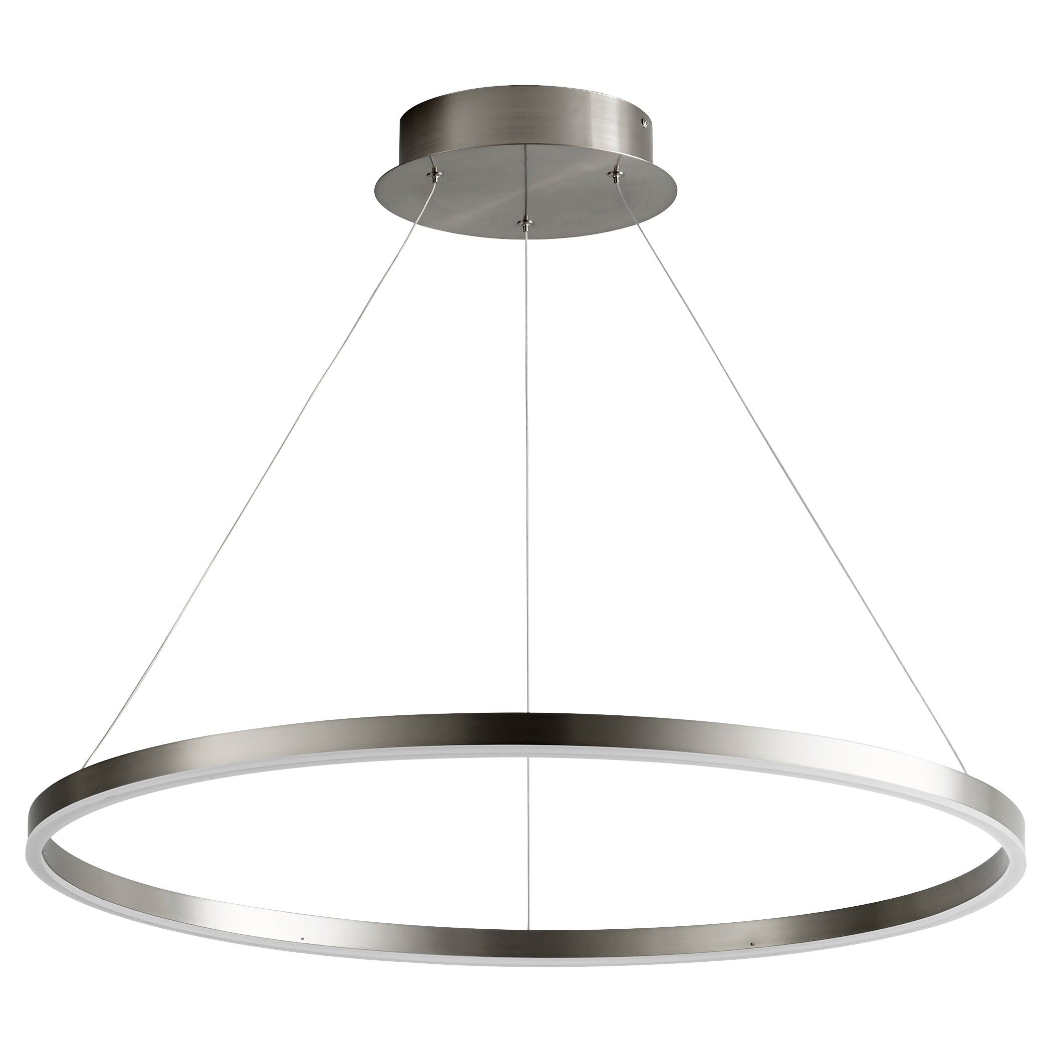 Oxygen Circulo 3 65 24 Pendant Light - 32 Inch Modern LED Ring Chandelier in Satin Nickel Finish - Perfect for Dining Room, Kitchen Island, and Contemporary Home Decor