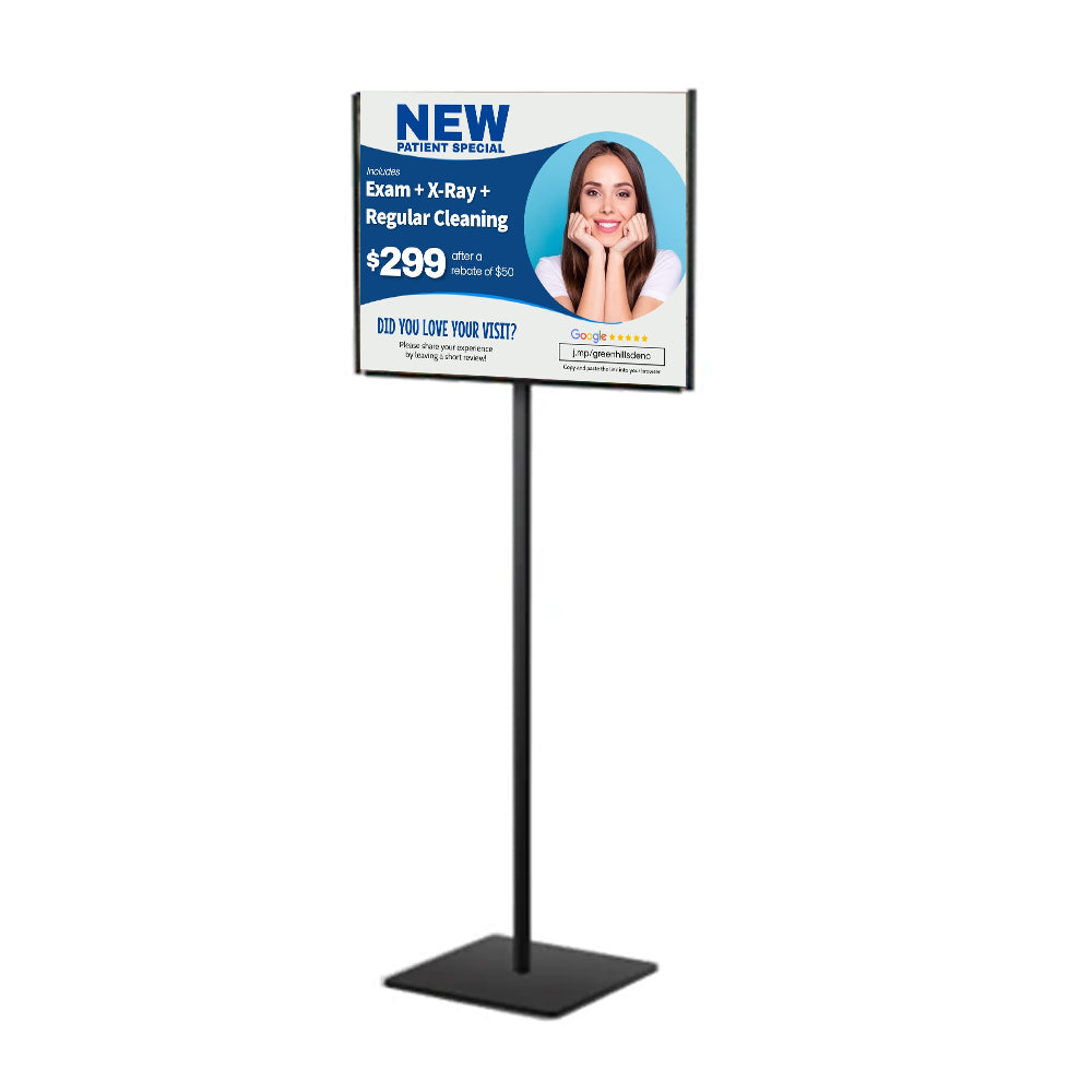 11x17 Lightweight Countertop Pedestal Sign Stand - Single Sided Fixed Height 18