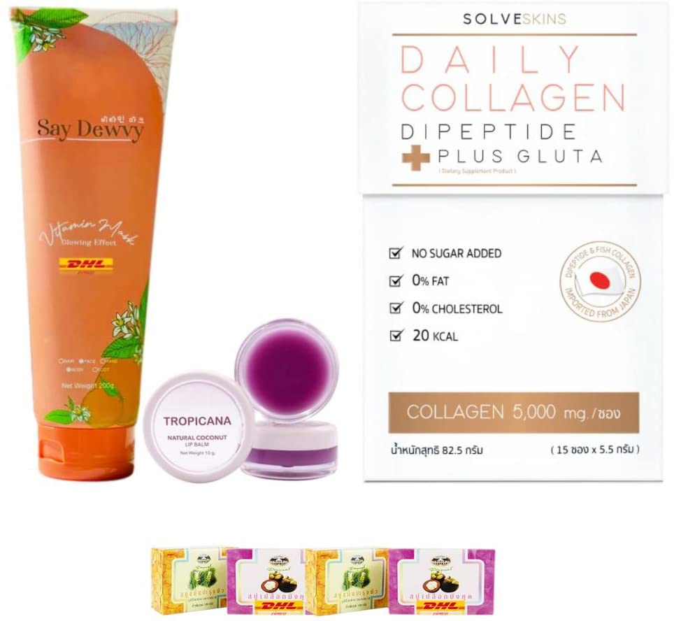 Premium Vitamin Body Mask Set P-9249 with Collagen Dipeptide for Daily Skin Care | Hydrating & Anti-Aging Solution | DHL Express Shipping by Thaigiftshop | Perfect for Spa Days & Skincare Routines