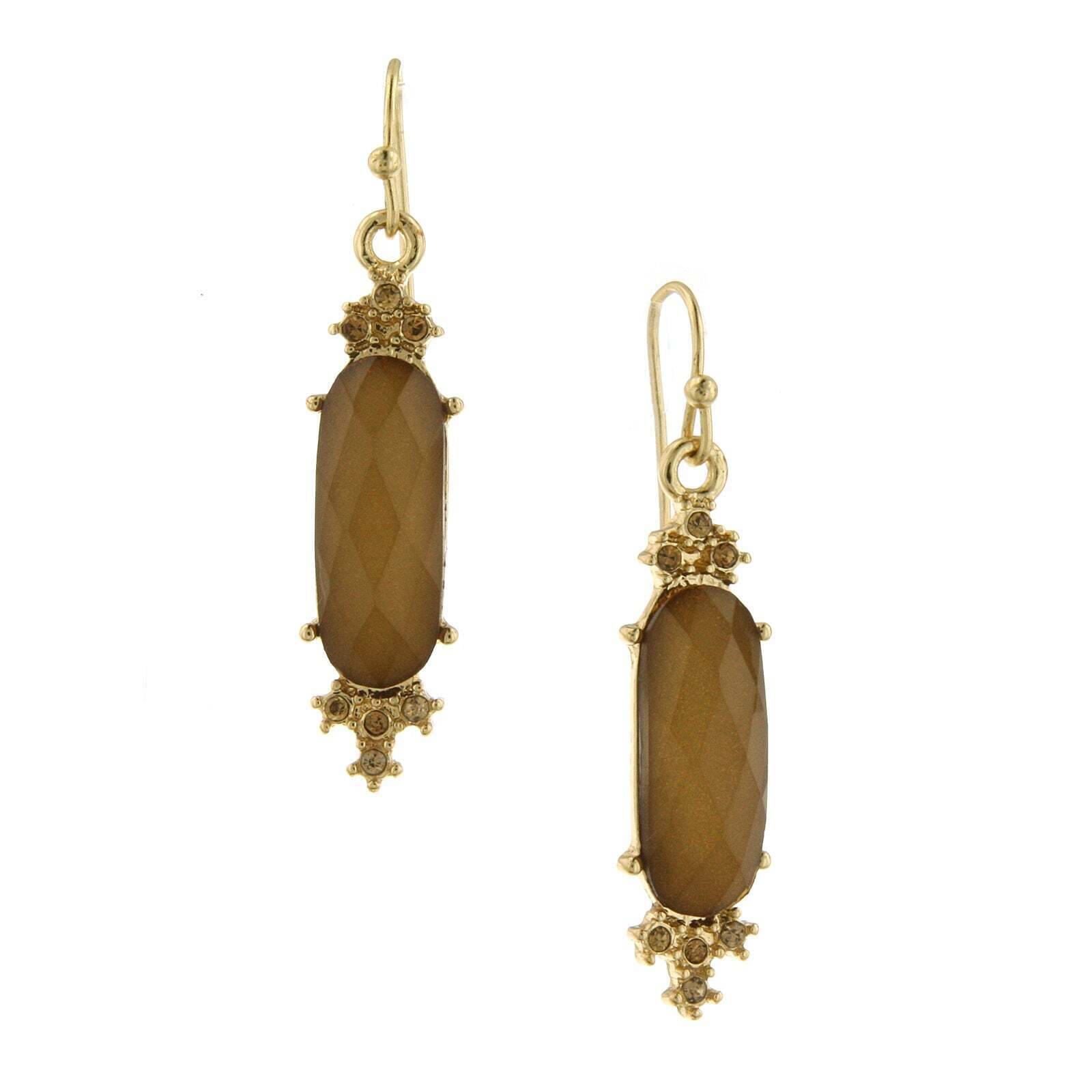 1928 Jewelry Light Topaz Crystal & Stone Faceted Drop Earrings for Women - Elegant Dangle Earrings for Parties, Weddings & Special Occasions