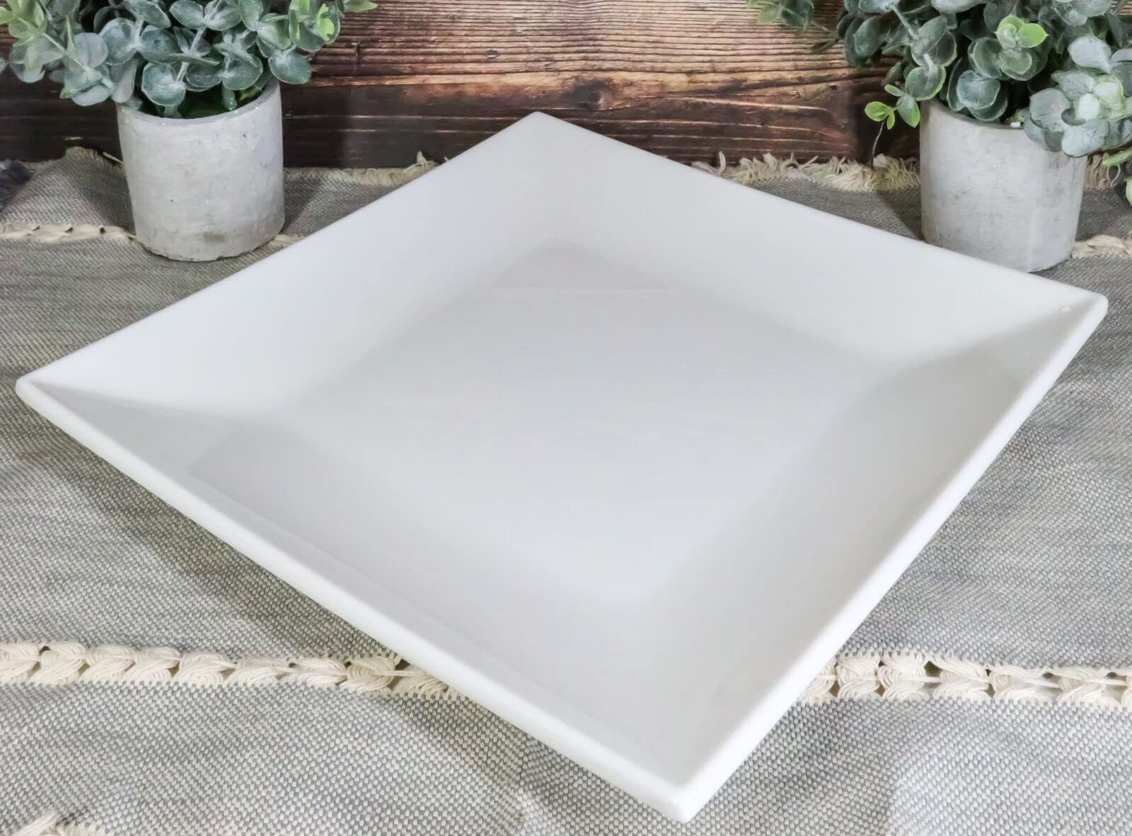 Modern White Melamine Square Dinner Plates Set of 2 - 11