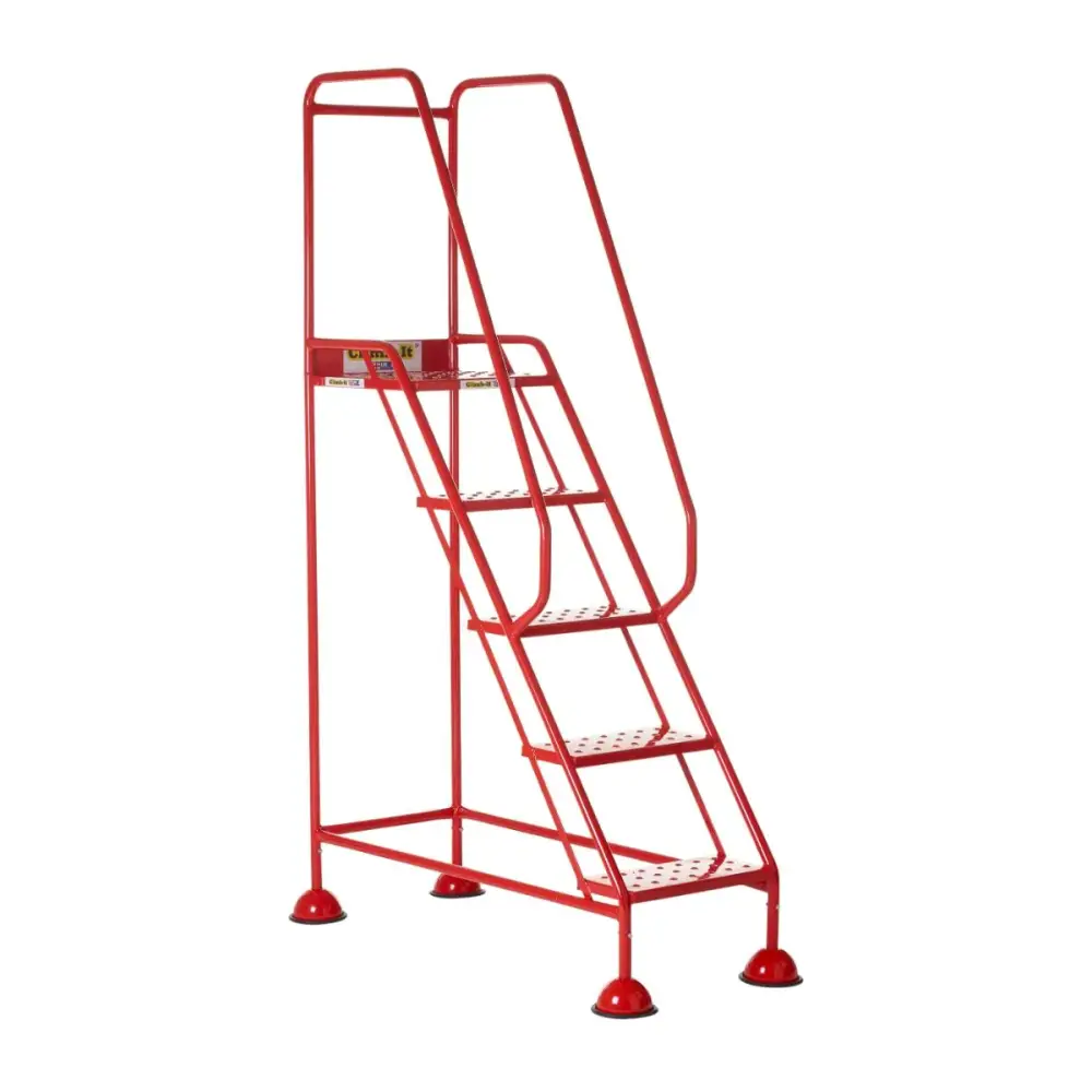Climb It UK Domed Feet Steps - Red Non-Slip Ladder Accessories for Home, Garage, and Workshop Use