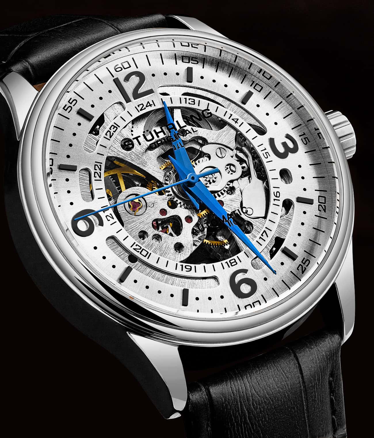 Denmark 3947 Automatic 42mm Skeleton Watch for Men - Luxury Stainless Steel Mechanical Timepiece - Perfect for Business, Formal Events & Everyday Wear