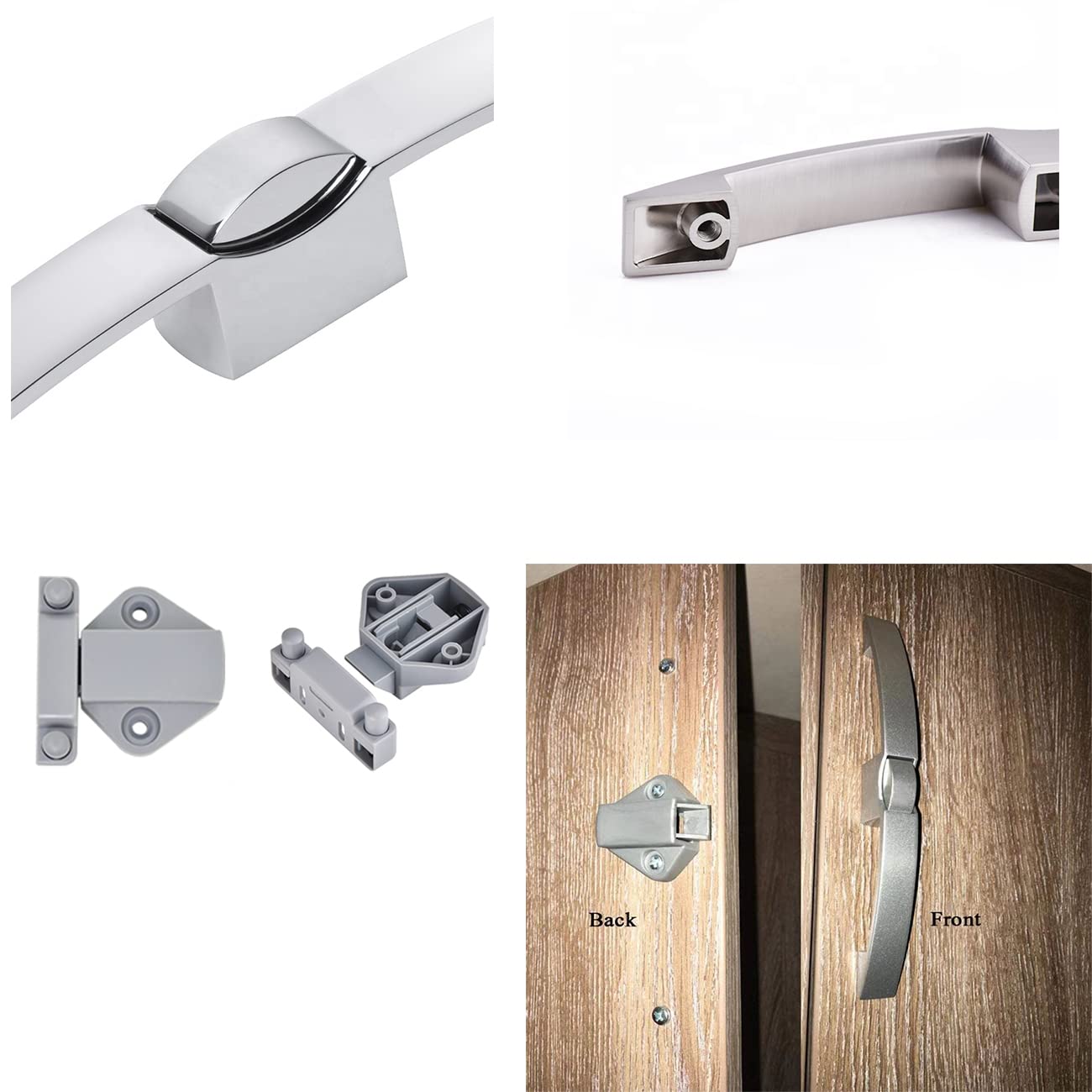 Chrome Arc Push Button Pull Lock Handle for Caravan RV Cupboard Yacht Boat Cabinet Drawer - Zinc Alloy Locking Mechanism for Secure Storage - Perfect for Trailers, Campers & Marine Use (2 Pack)