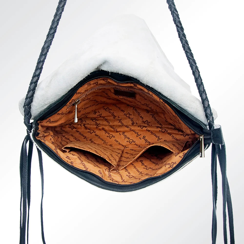 American Darling Conceal Carry Handbag - Genuine Black & White Cowhide Leather Crossbody Purse for Women | Perfect for Everyday Use, Travel, and Secure Concealed Carry