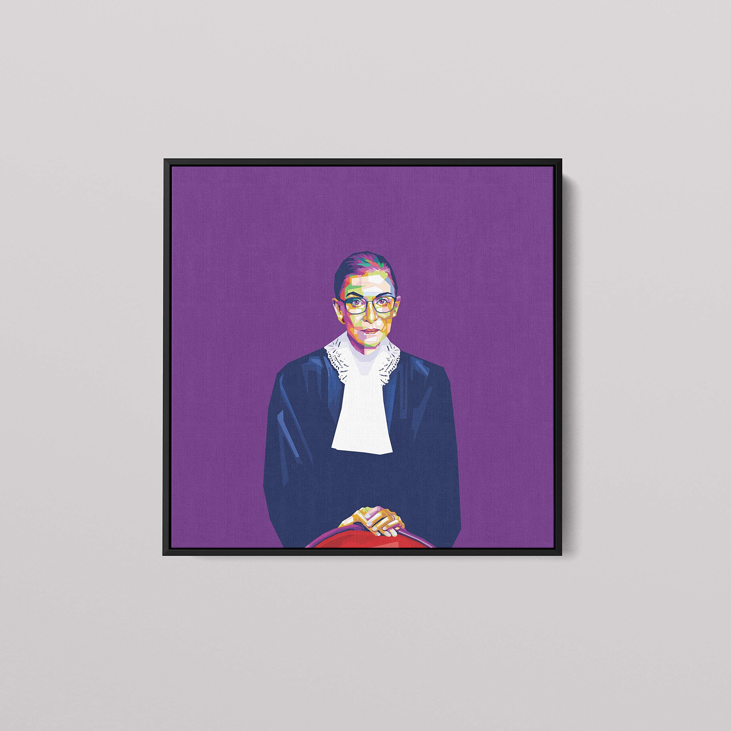 Notorious RBG Framed Pop Art - Ruth Bader Ginsburg Tribute Wall Decor - 24x24 Inch Ready to Hang Canvas Painting with Stretcher Bars - Perfect for Home Office, Living Room & Supreme Court Memorabilia Collections