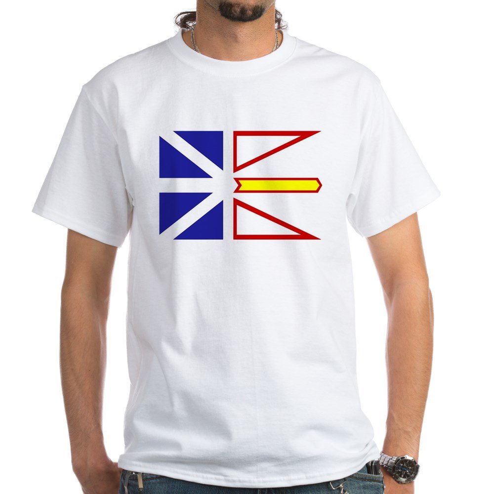 Newfoundland Flag White Cotton T-Shirt for Men & Women - Comfortable Casual Wear for Travel, Beach & Daily Outfits