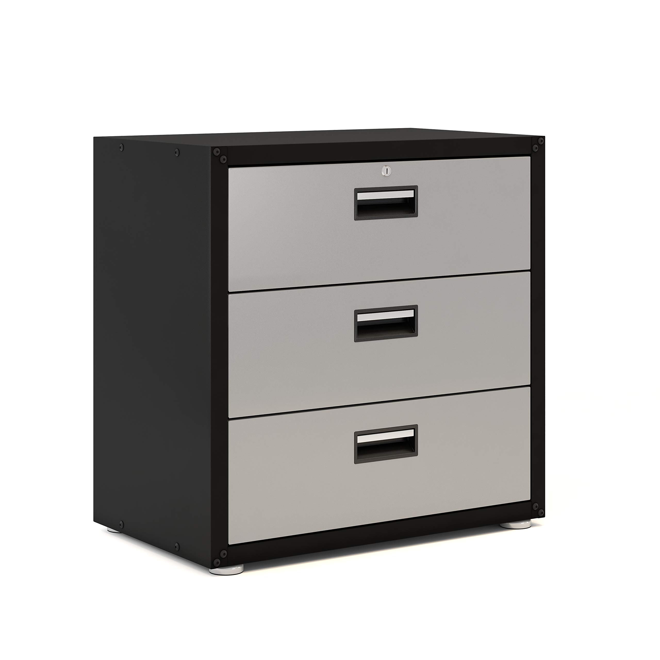 Heavy-Duty Metal Garage Storage Cabinet with Wheels - Tool Organizer with Drawers & Wall Mount Shelves for Workshop, Garage, and Home Organization - Perfect for Tools, Hardware, and DIY Supplies Storage (Black & Grey)
