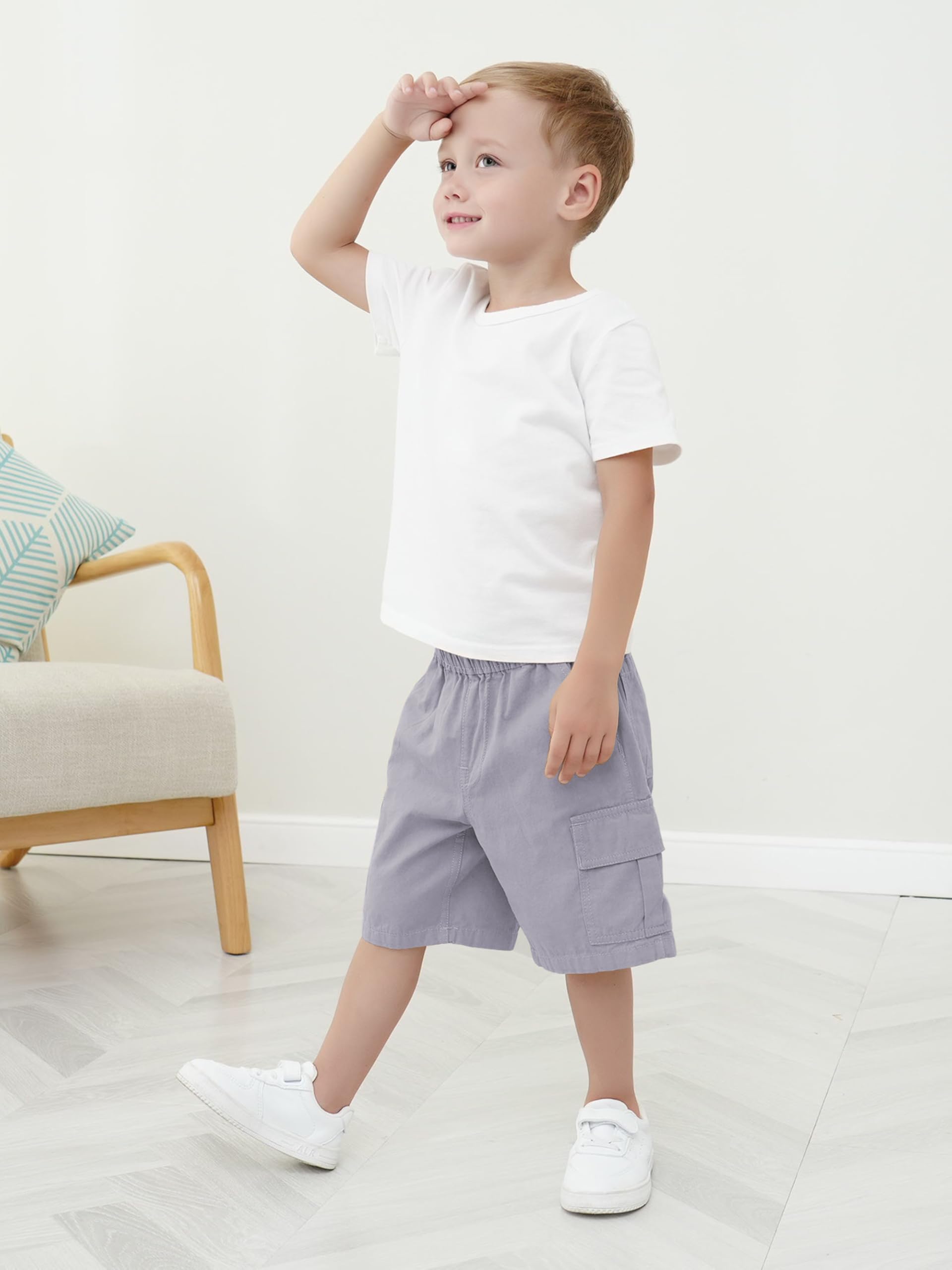 OHD 3 Pack Boys' Uniform Shorts - Classic Fit Cargo Jogger Shorts for Toddler & Kids | School Uniform, Summer Play & Casual Wear