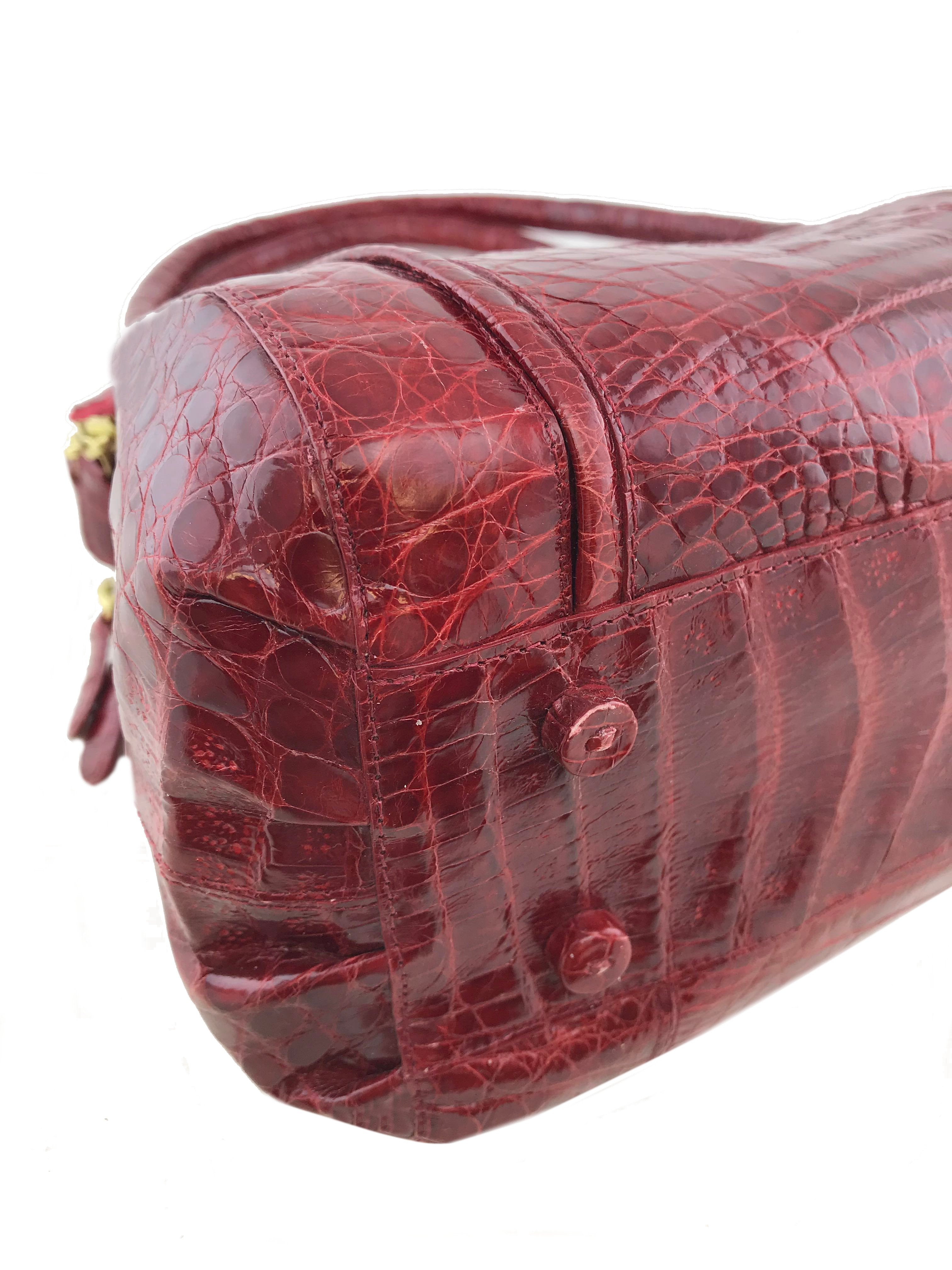 Nancy Gonzalez Genuine Crocodile Leather Double Zip Tote Bag - Luxury Designer Handbag for Women, Perfect for Work, Travel & Everyday Use