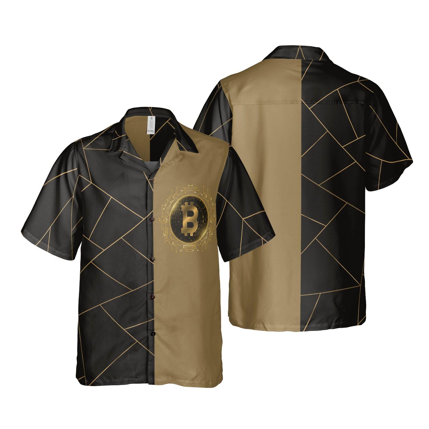HYPERFAVOR Bitcoin T-Shirts for Men - Casual Short Sleeve Crypto Shirt - Bitcoin Hawaiian Shirt Gift Set for Bitcoin Lovers - Perfect for Crypto Conferences, Beach Parties & Casual Wear