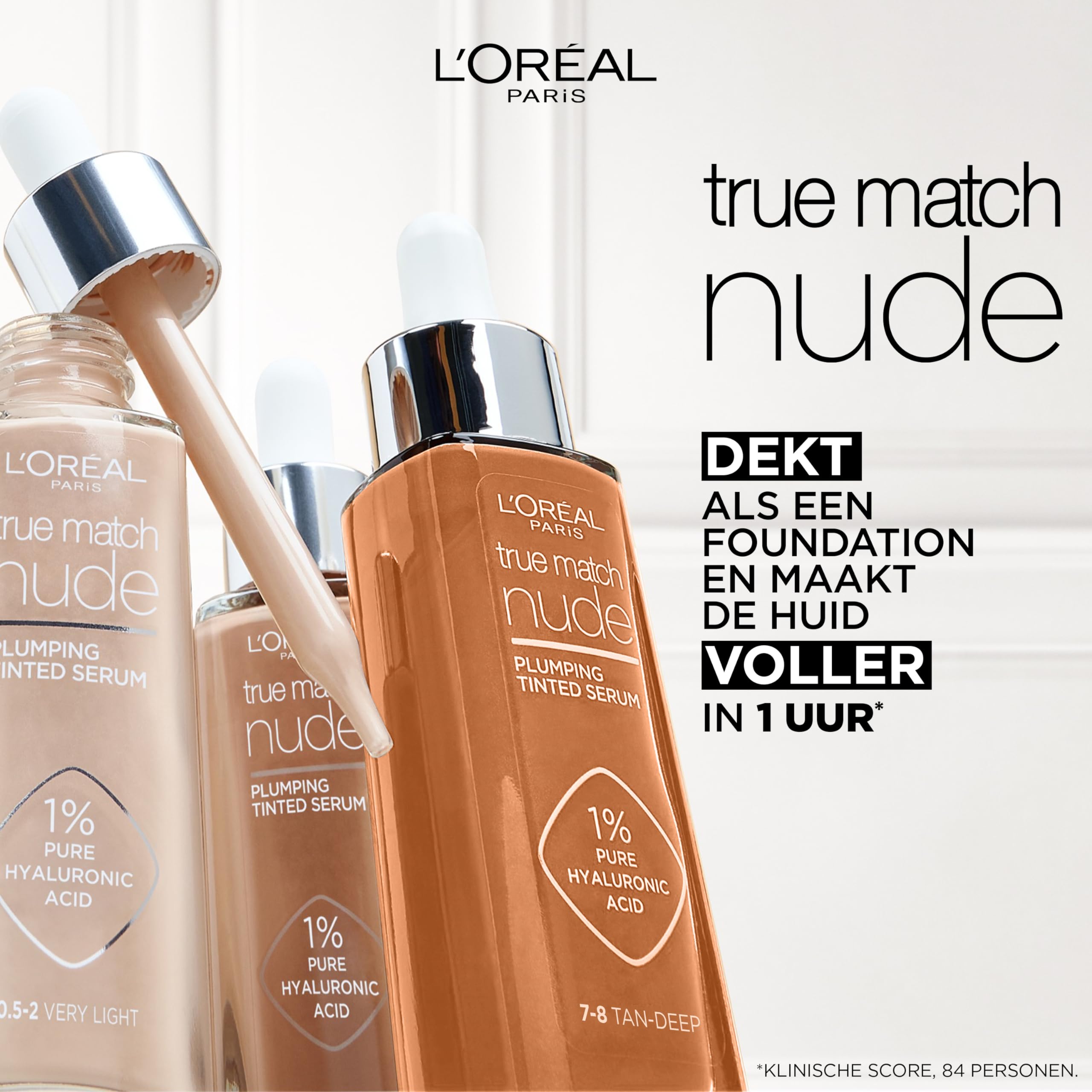 L'Oreal Paris True Match Tinted Serum Foundation with 1% Hyaluronic Acid - Hydrating, Plumping Formula for Natural Glow - 30ml (Shade 2-3 Light) | Perfect for Daily Wear, Office & Special Occasions