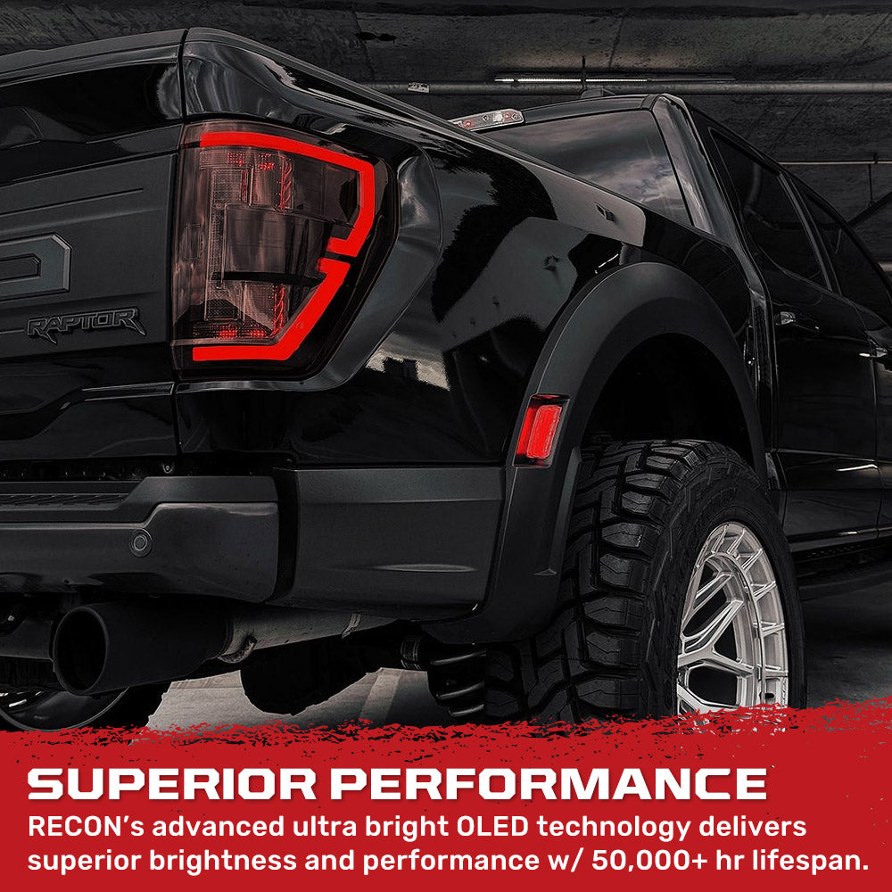 Ford F150 2021-2023 Ultra Bright OLED Tail Lights with Startup Animation - Direct Replacement for Factory Halogen Lights (BLIS Compatible) - Multiple Lens Options - Upgrade for Night Driving & Enhanced Safety