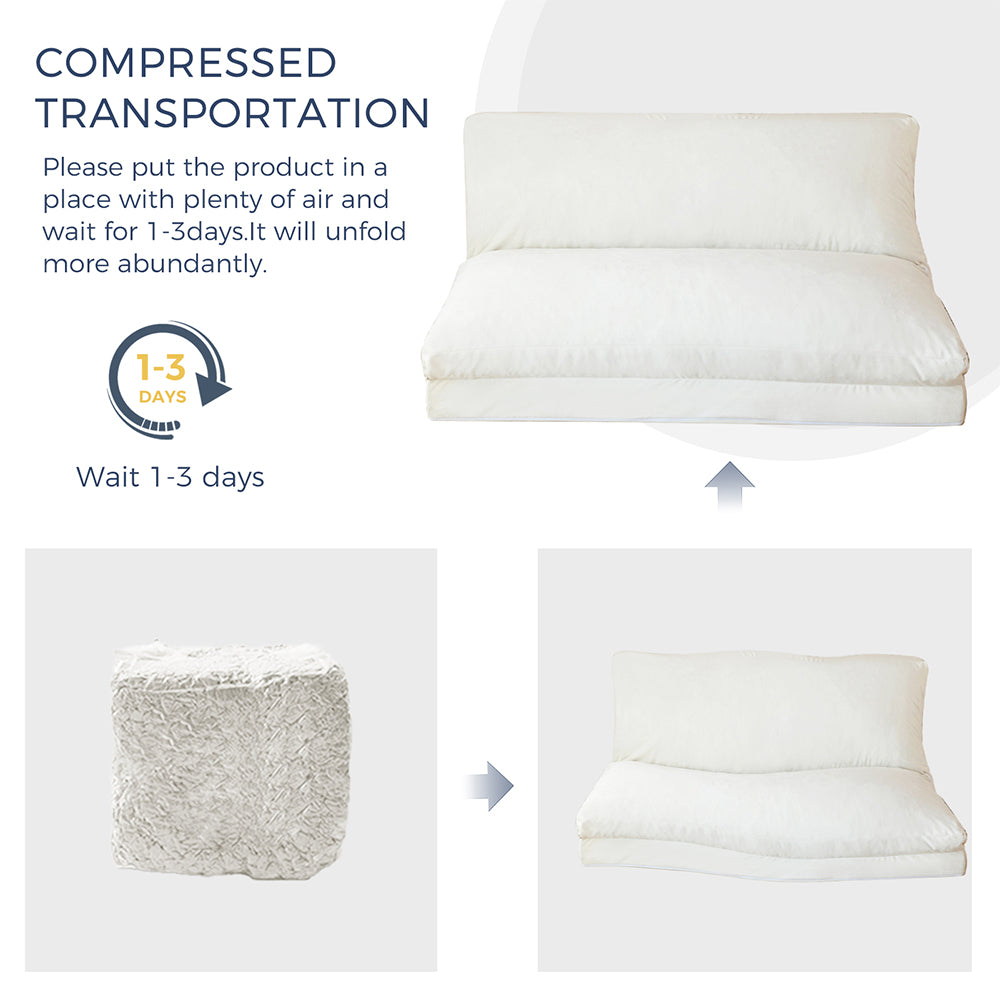 MAXYOYO Velvet Bean Bag Folding Sofa Bed - Washable Cover for Adults, Cream White - Perfect for Living Room, Bedroom, Dorm & Lounge Relaxation