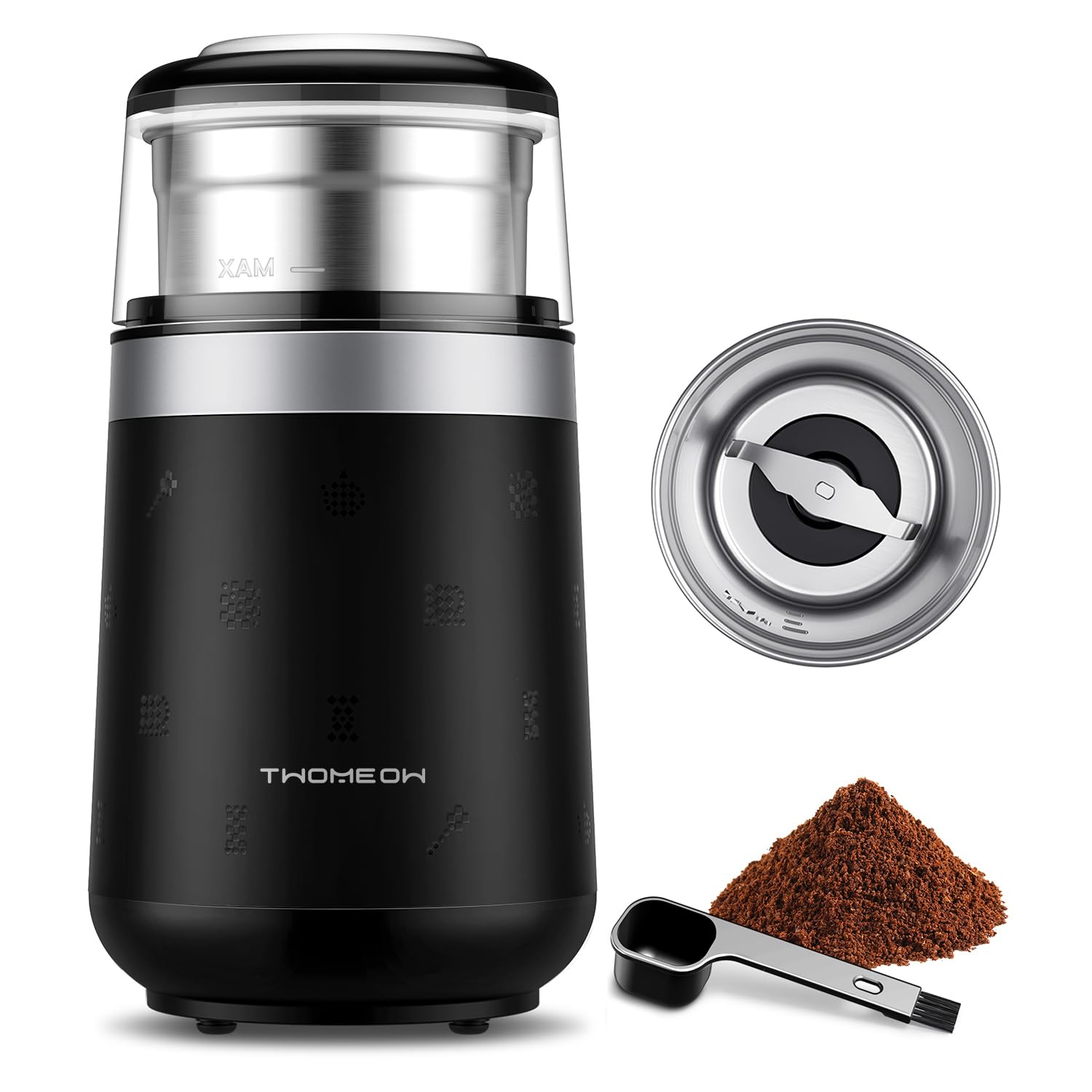 Premium Electric Coffee Grinder for Espresso & Spices - One Touch Operation, Removable Stainless Steel Bowl, Perfect for Coffee Beans, Herbs, Nuts & Grains - Ideal for Home Kitchens & Coffee Shops