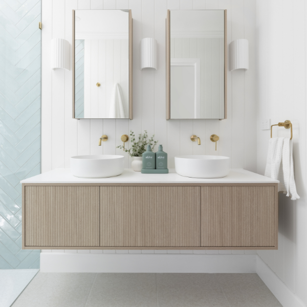 ADP Clifton Vanity - Modern Bathroom Vanity Set with Sink & Mirror, White Gloss Finish - Perfect for Small Bathrooms, Powder Rooms & Guest Baths