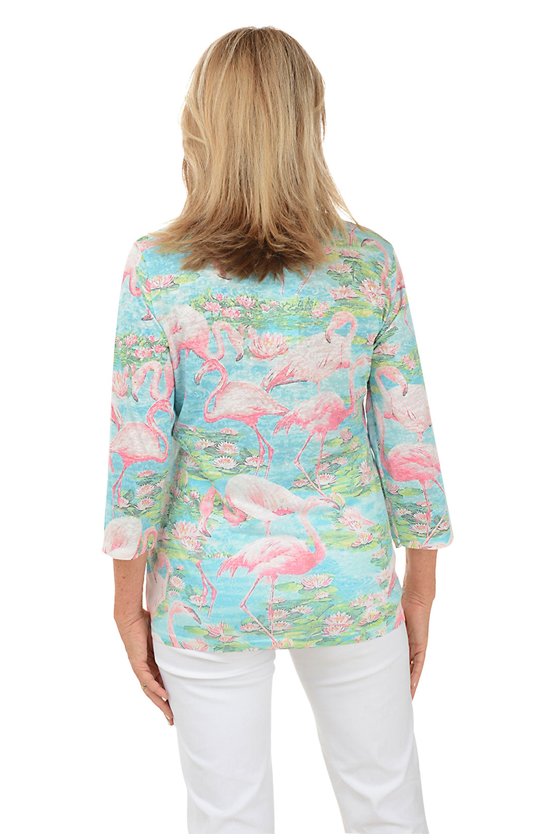 Stylish Flamingo Jeweled Knit Top for Women - Fashionable Beaded Blouse for Casual Wear & Party Outfits