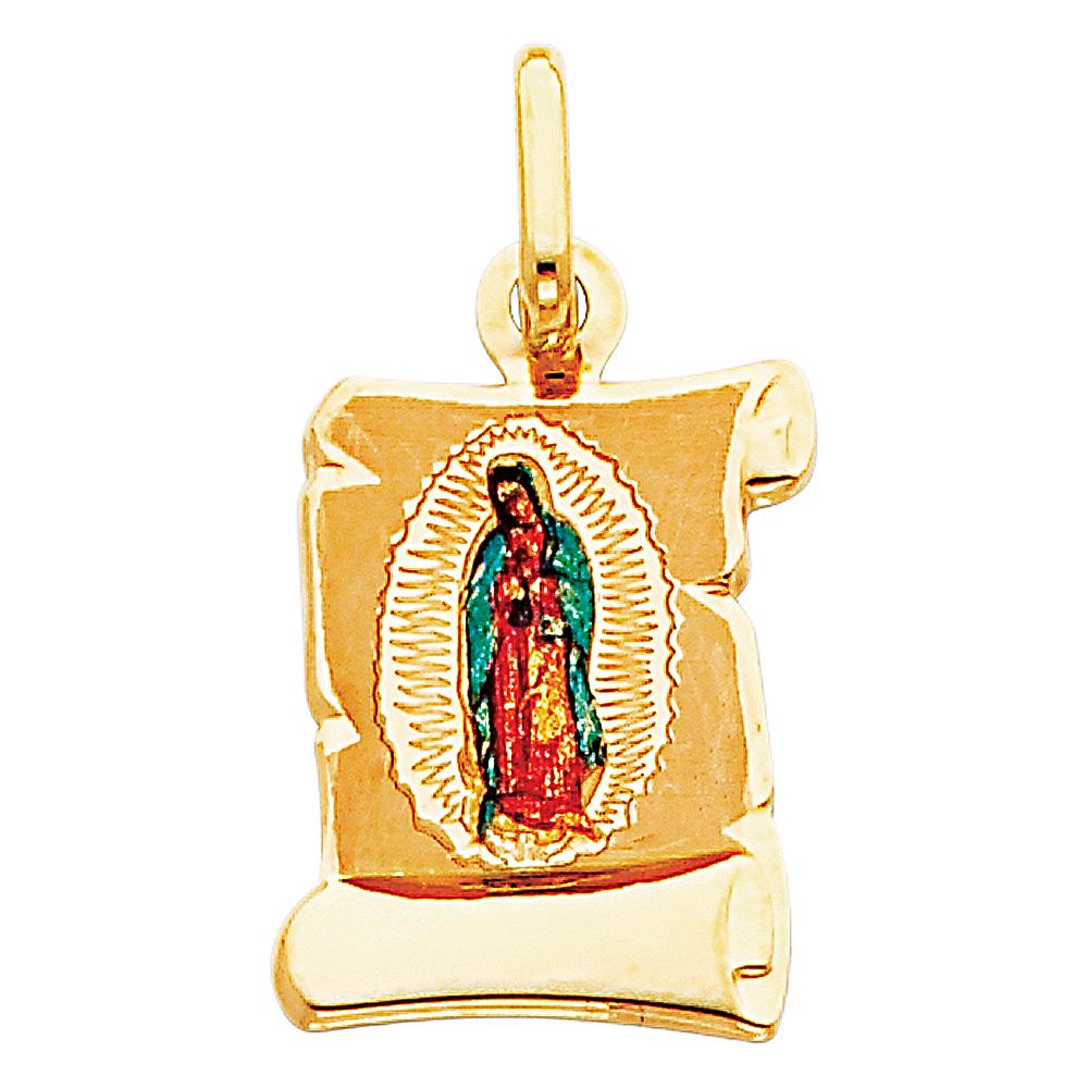 Gold Guadalupe Virgin Mary Enamel Pendant Necklace - Model 0151 - Perfect for Religious Gifts, Baptism, First Communion & Everyday Faith Jewelry
