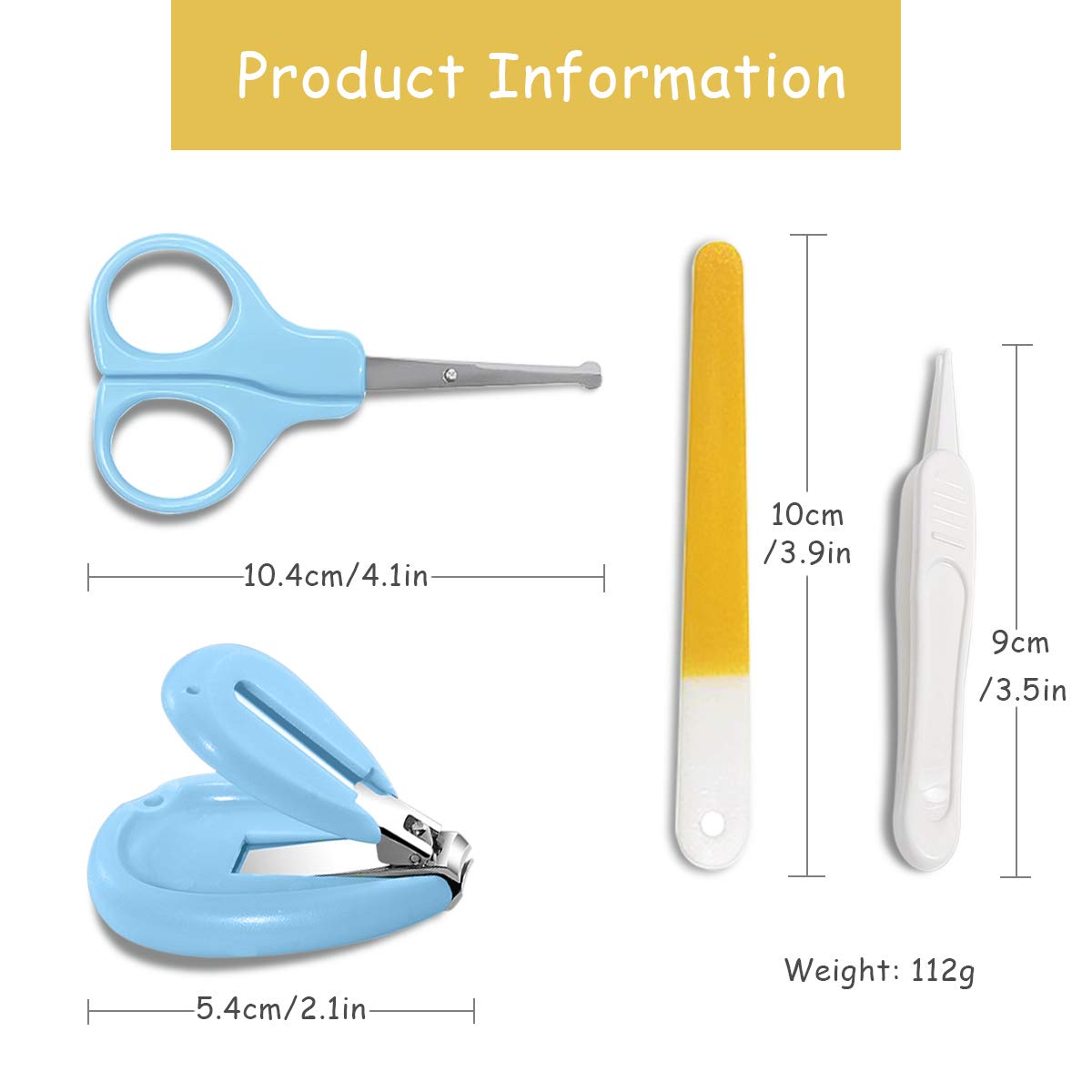 **4-in-1 Transparent Lid Baby Nail Care Kit – Safe Nail Clippers, Scissors, Nail File & Tweezers for Newborns, Infants & Toddlers (Blue) – Perfect for Gentle At-Home Baby Grooming & Hygiene**