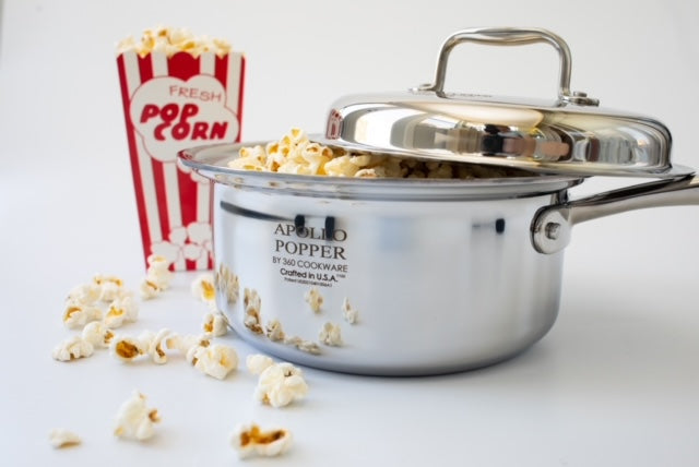 360 Cookware Apollo Popper - Premium Popcorn Maker for Home Theater, Movie Nights & Snack Time - Electric Hot Air Popcorn Popper Machine with BPA-Free Design