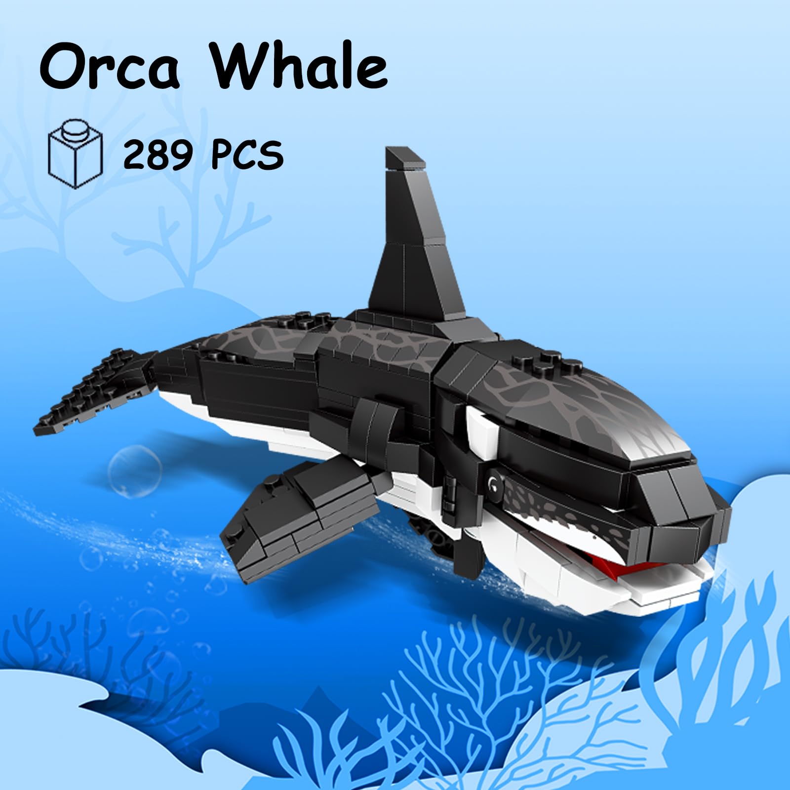 KAZI Orca Toys Building Blocks Set - STEM Educational Ocean Animal Toys for Kids Ages 6-10, Deep Sea Creatures Building Kit for Boys & Girls - Perfect for Birthday Party Favors, Christmas & Easter Gifts | Creative Play, STEM Learning & Classroom Activities